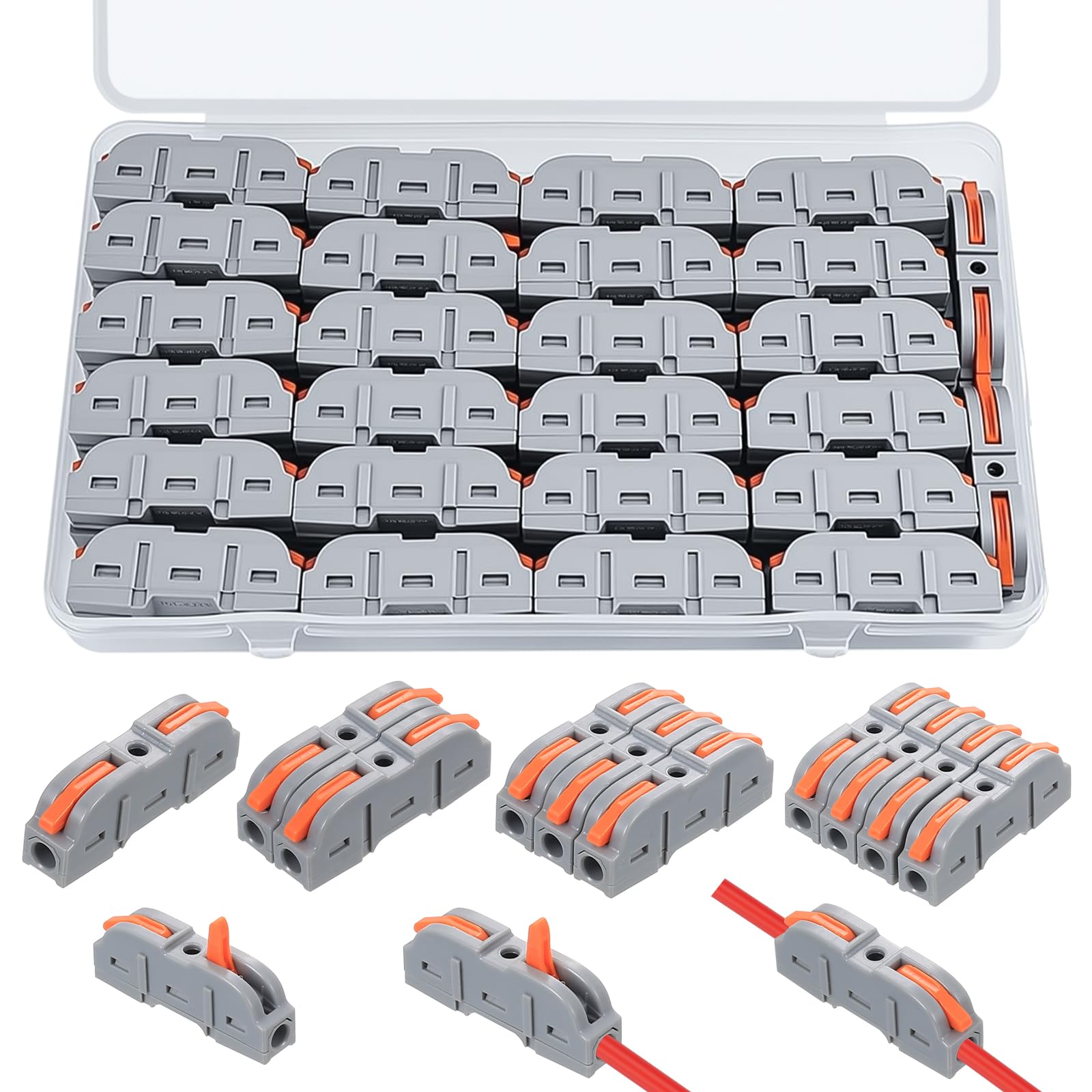 Okeno Select 50-Pack Cable Connectors, Terminal Blocks, Plug-in Connectors, Through Connectors, Electrical Terminal Blocks, Quick-Connect Wire Connectors, SPL-1M, SPL-2M, 3M, 4M, 5M Junction Blocks