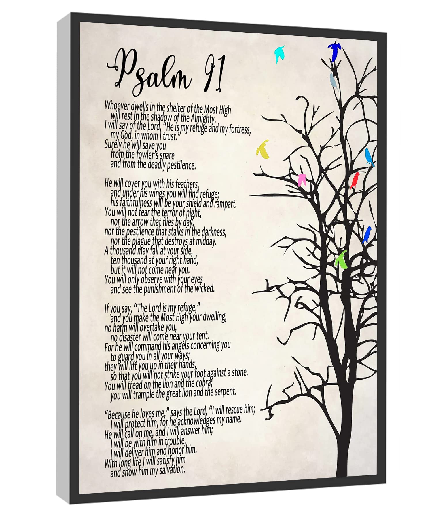 Rcvtvpv Warm Colors Psalm 91 He Who Dwells In The Secret Place - Christian Script Canvas Print Framed Ready To Hang 8X12 Inch