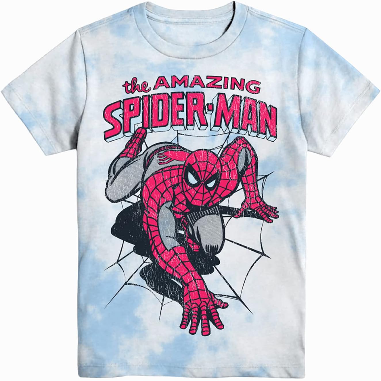 Marvel Mens Spiderman Tie-Dye Shirt - Amazing Spiderman, Spidey, Wall Crawler - Throwback Classic Tie Dye T-Shirt