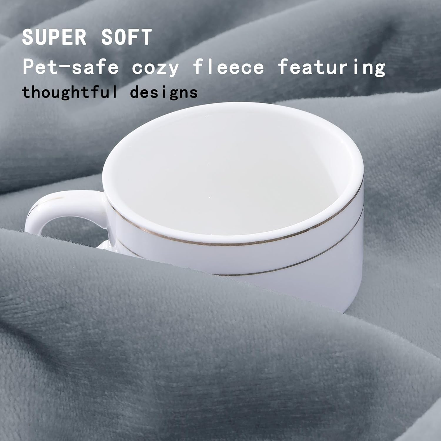 Smiry Waterproof Dog Bed Blanket, Leakproof Pet Throw Blanket for Bed Couch Sofa, Reversible Sherpa Fleece Furniture Protector Cover for Small Medium Large Dogs Cats (Grey, 50x60 inches) - Image 3