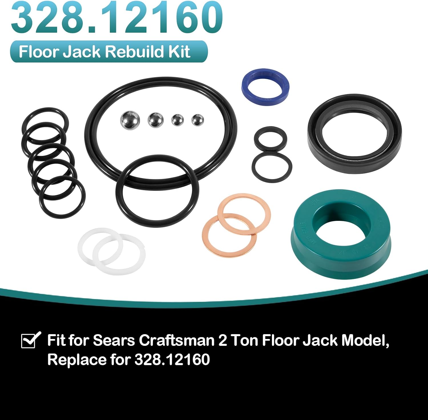 YMT 328.12160 Floor Jack Rebuild Kit Fits for Sears Craftsman Floor Jack 2 Ton Seals Kit