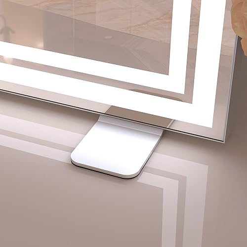Miniatura 9 de ANYHI Espejo de tocador extragrande con luz de 40 x 23.4 pulgadas, espejo iluminado para tocador con tiras de luz LED dobles, 10 espejos de aumento,
