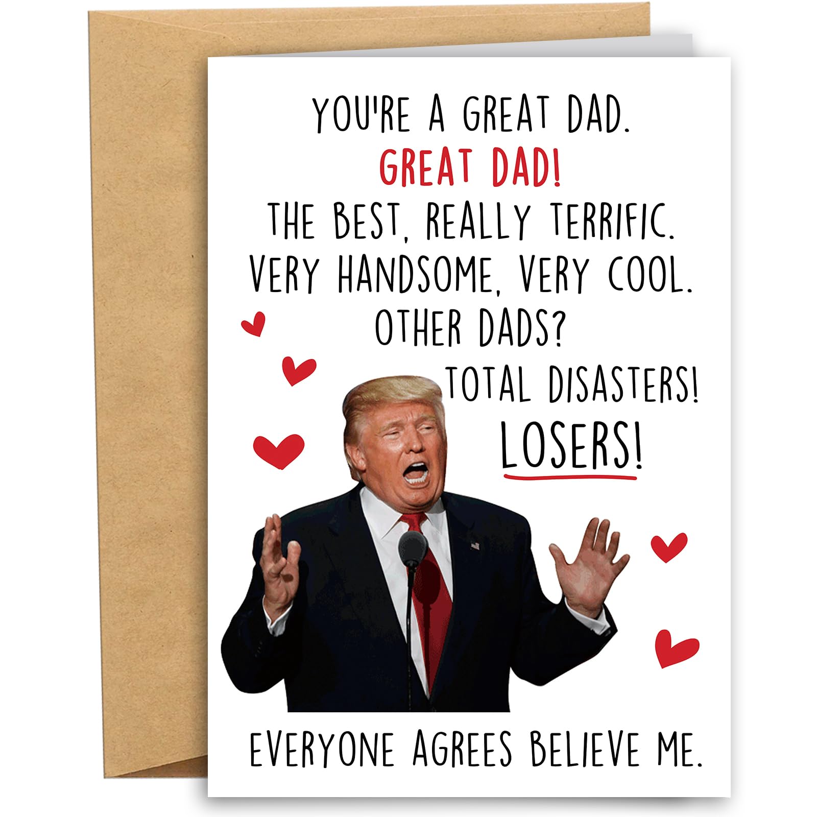 RYYike Funny Trump Birthday Card for Dad, Witty Birthday Card for Dad from Daughter Son, Humorous Father Birthday Card for Him, Father's Day Card Gift, You're A Great Dad