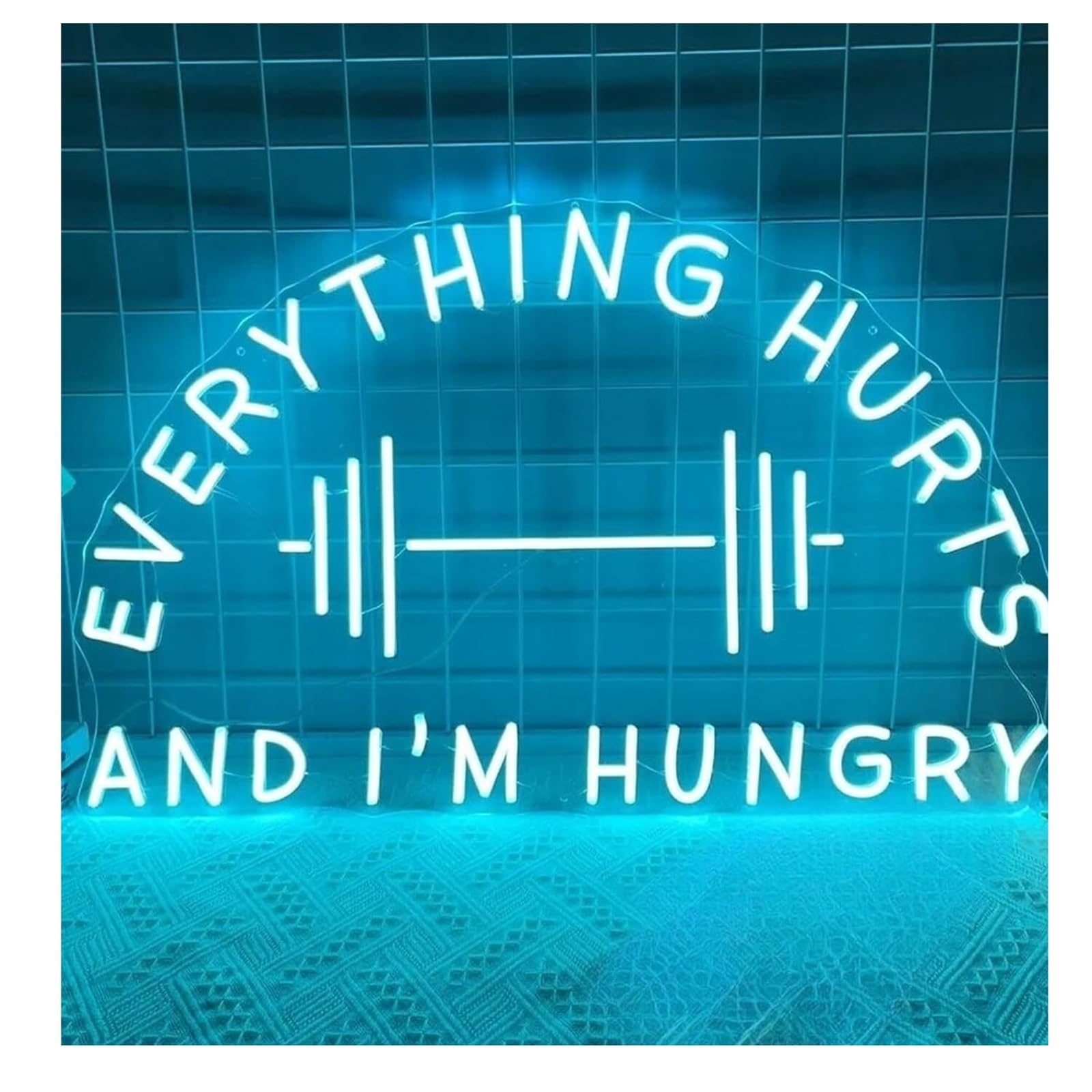 Pour le panneau néon pour chaque chose qui fait mal et j'ai faim, lumières murales de gym(70x44cm)