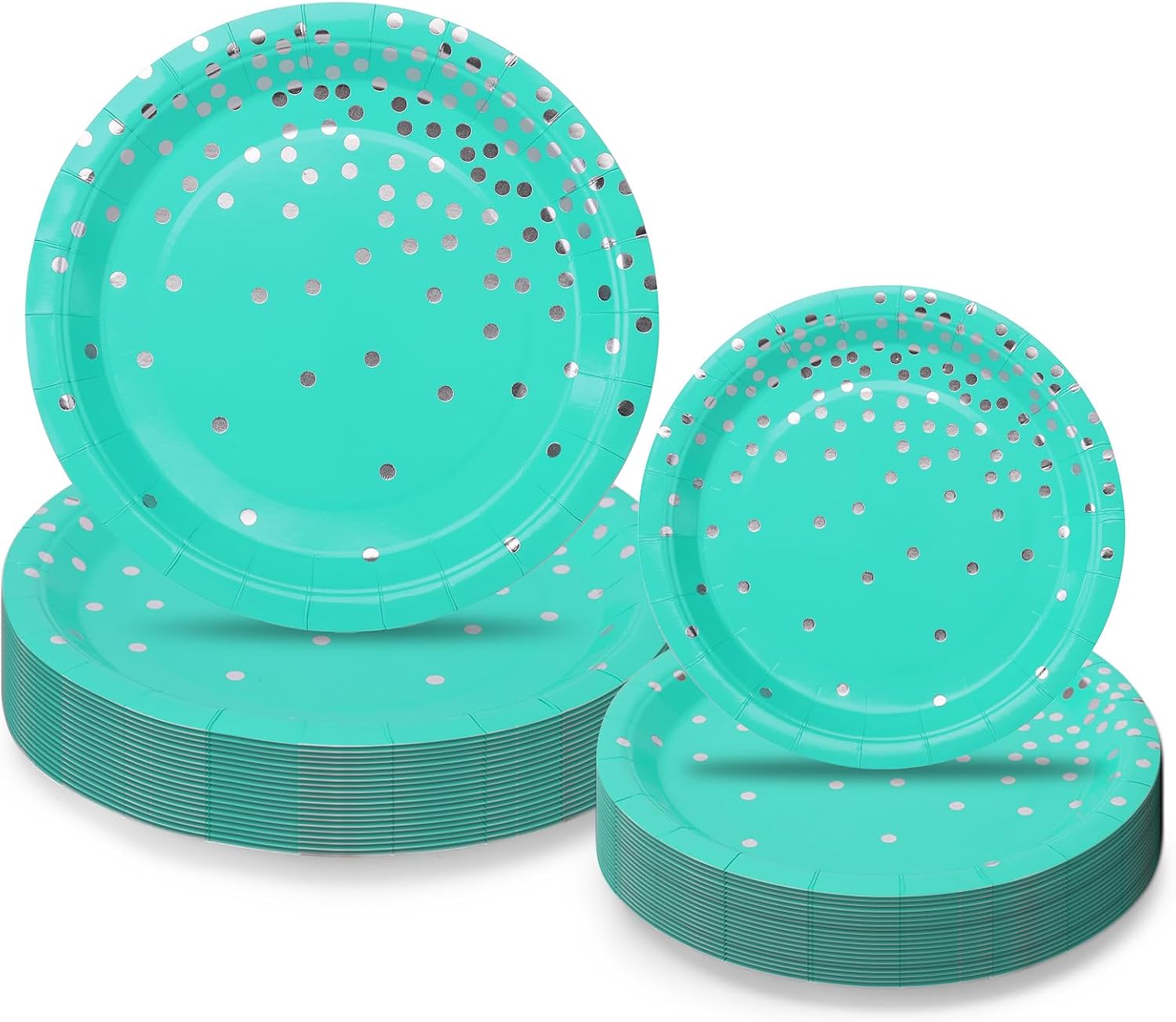 CEILIWEN Blue Paper Plates 100 Pack, Polka Dots Blue Party Plates