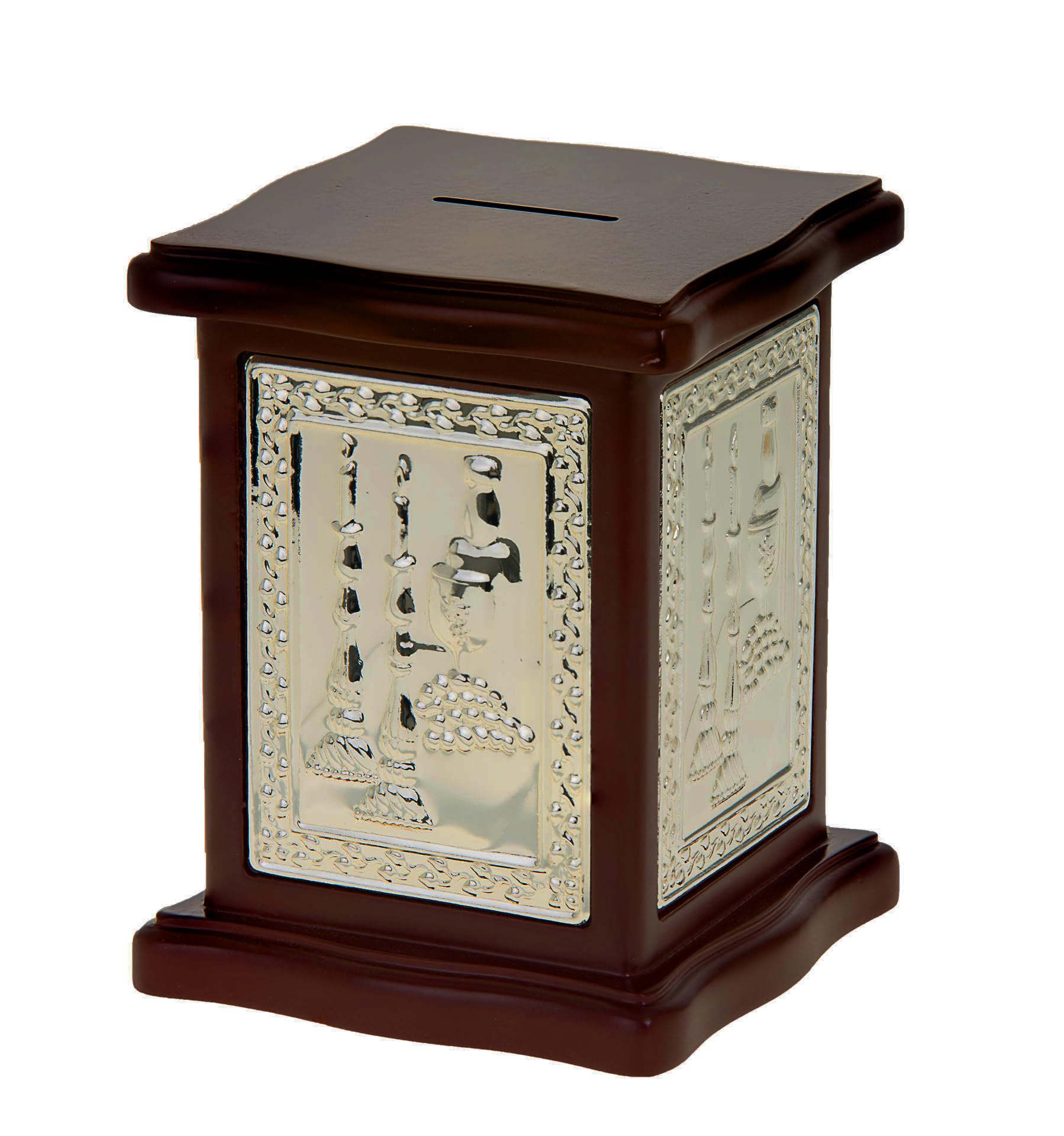 Amazon.com: Wood & Silver Plated Tzedakah Box/Charity Box Designed
