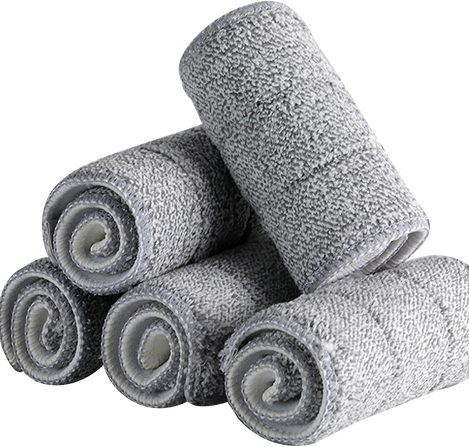 KALLORY 5 Pack Mop Head Replacement Cloth Cotton Mop Heads Replacements Washable Cloth Water Absorption Pad for Floor Corner Wall Window Ceiling Cleaning Grey 12.79 X 4.92 in image 3
