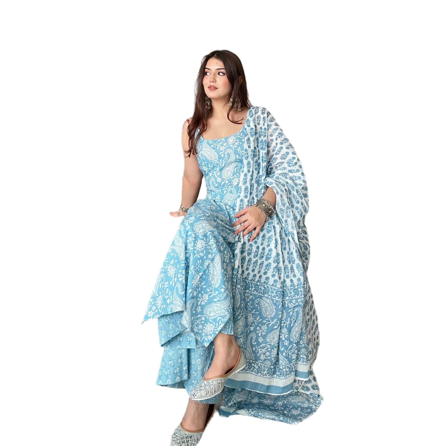 Women Floral Printed Kurta Pant Dupatta Set | 3 Pcs Ethnic Suit | Straight Kurti with Palazzo & Dupatta | Casual, Office & | Regular Fit | Sizes S-XL-image-21