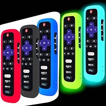5 Pack Remote Case for Roku, Battery Cover for TCL Smart TV Steaming Stick Control, Silicone Protective Controller Universal Sleeve Skin Glow in the Dark Green Blue Purple Red Black