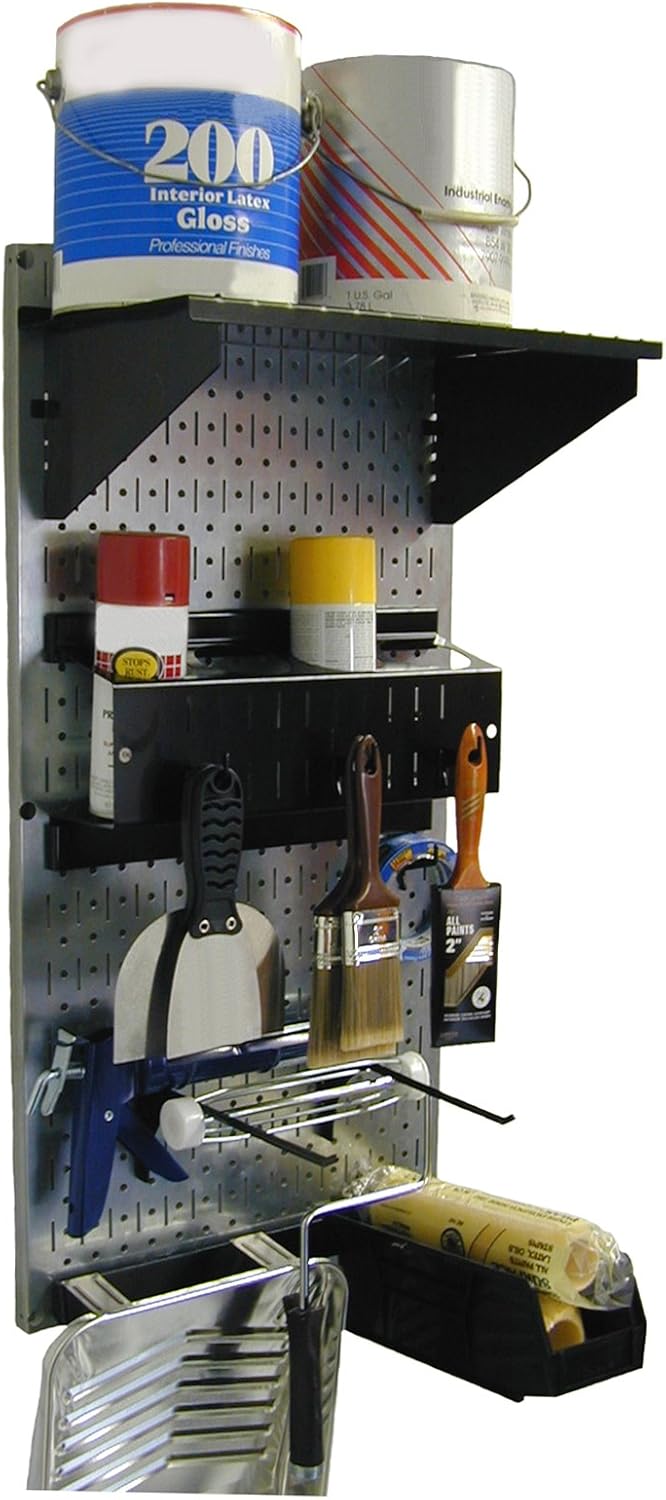 Wall Control 30PST100GVB Paint Supply Organizer Kit, Galv/Black