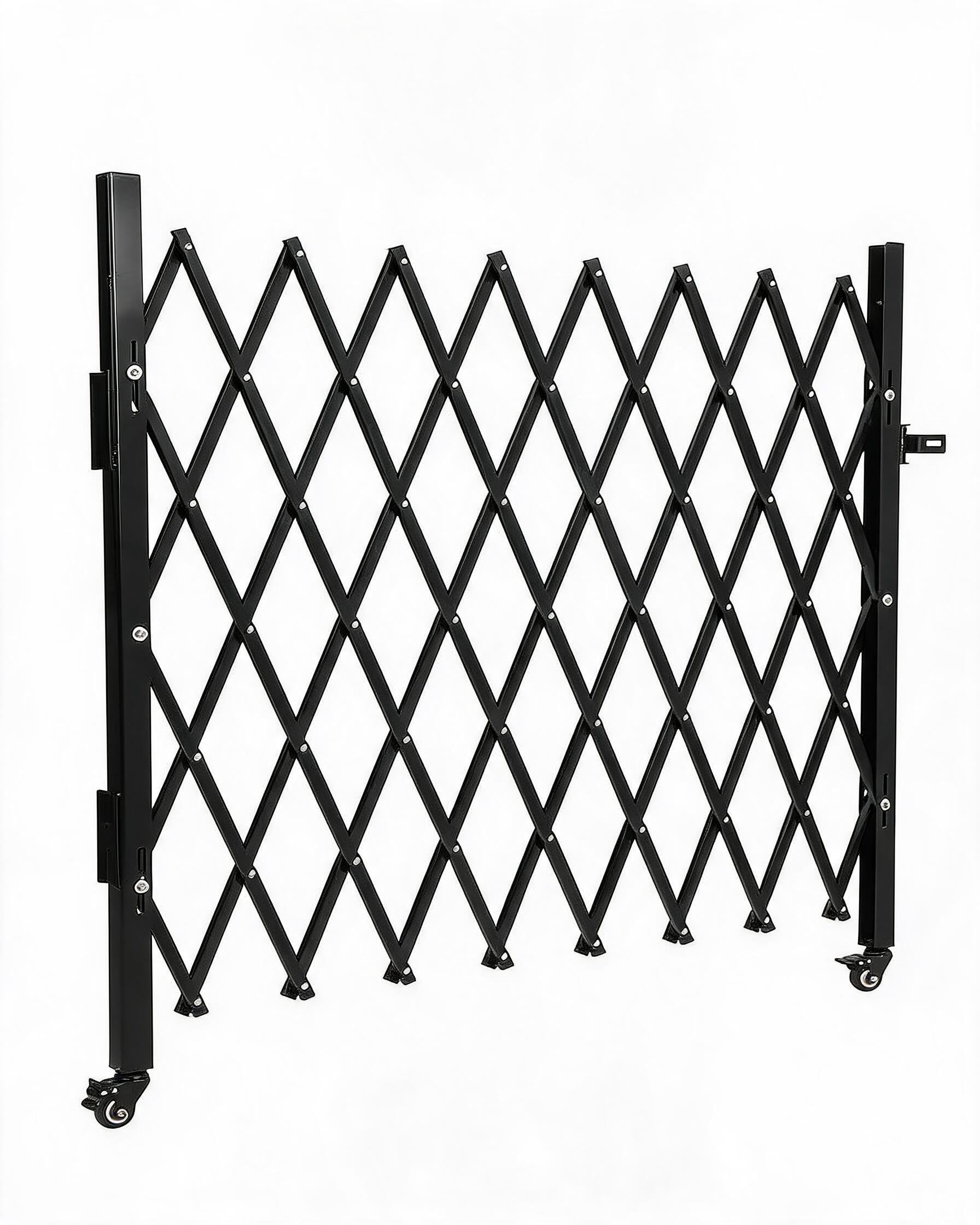 Garvee Cancello di sicurezza pieghevole a fisarmonica in alluminio estensibile - barriera anti-scavalco con ruote 360° per vialetto/garage/giardino - nero - H50 x W75 in | 2 braked wheels