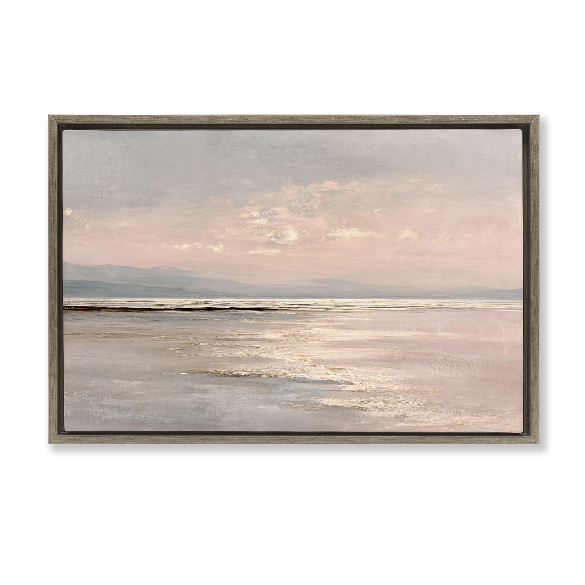Stupell Industries 'Vast Blush Seascape', Floating Frame Canvas Art, Brown, 31 x 21 Inches, Easy to Hang and Sturdy, Made in USA, by Jacky Ngan