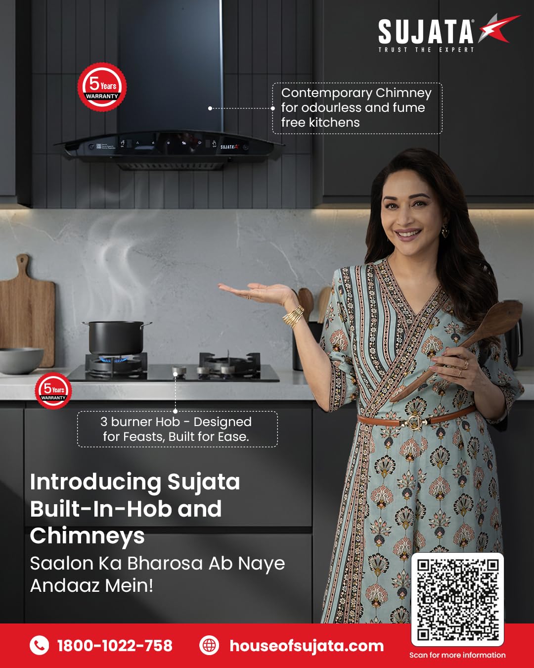 Sujata 3 Burner Gas Stove - Auto Ignition, Glass Top -3