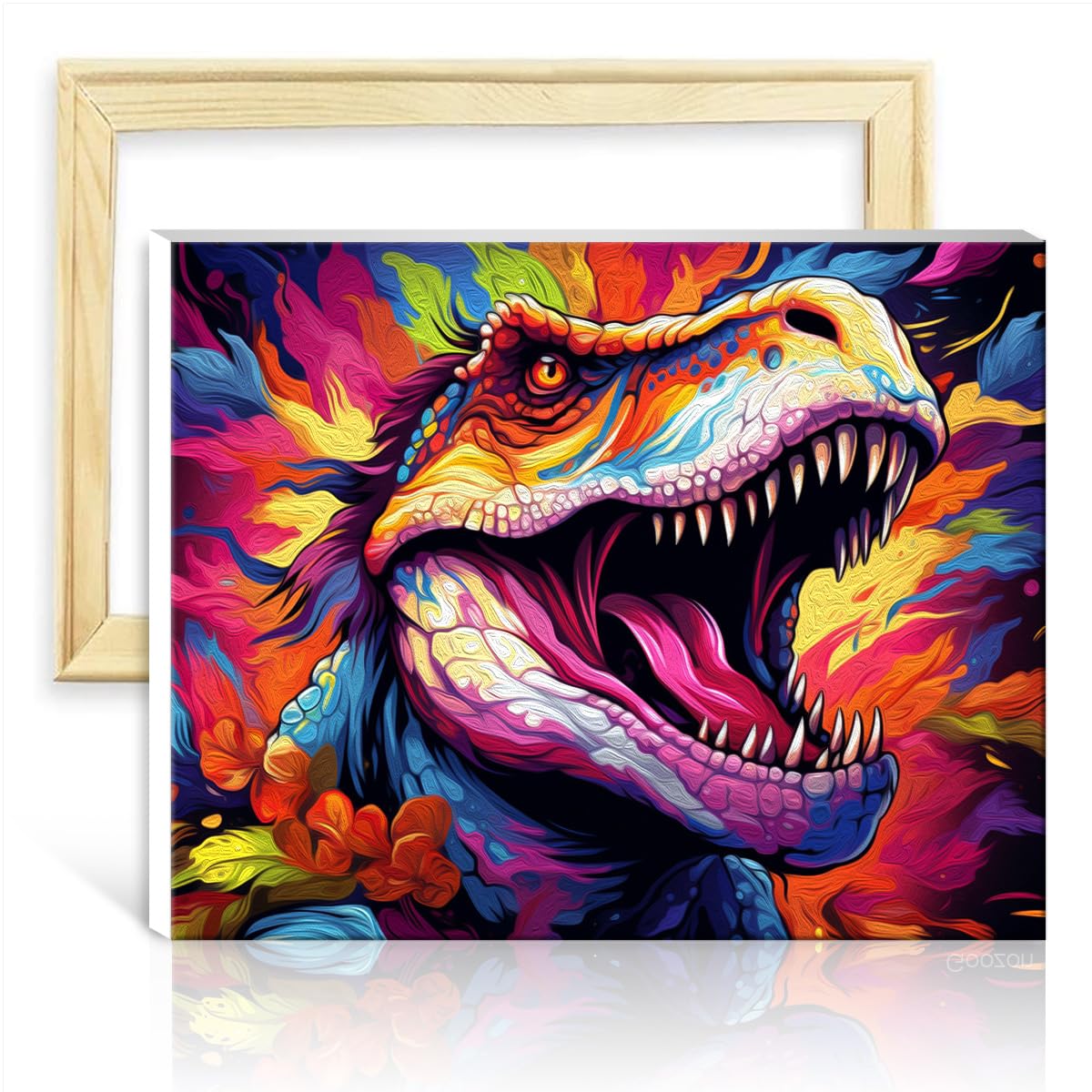 TANGFEIY Oil Painting by Numbers Kits Dinosaur Paint by Number Adults Beginner with Brushes and Acrylic Pigment on Canvas Wall Decor Gifts with Frame(30x40cm)