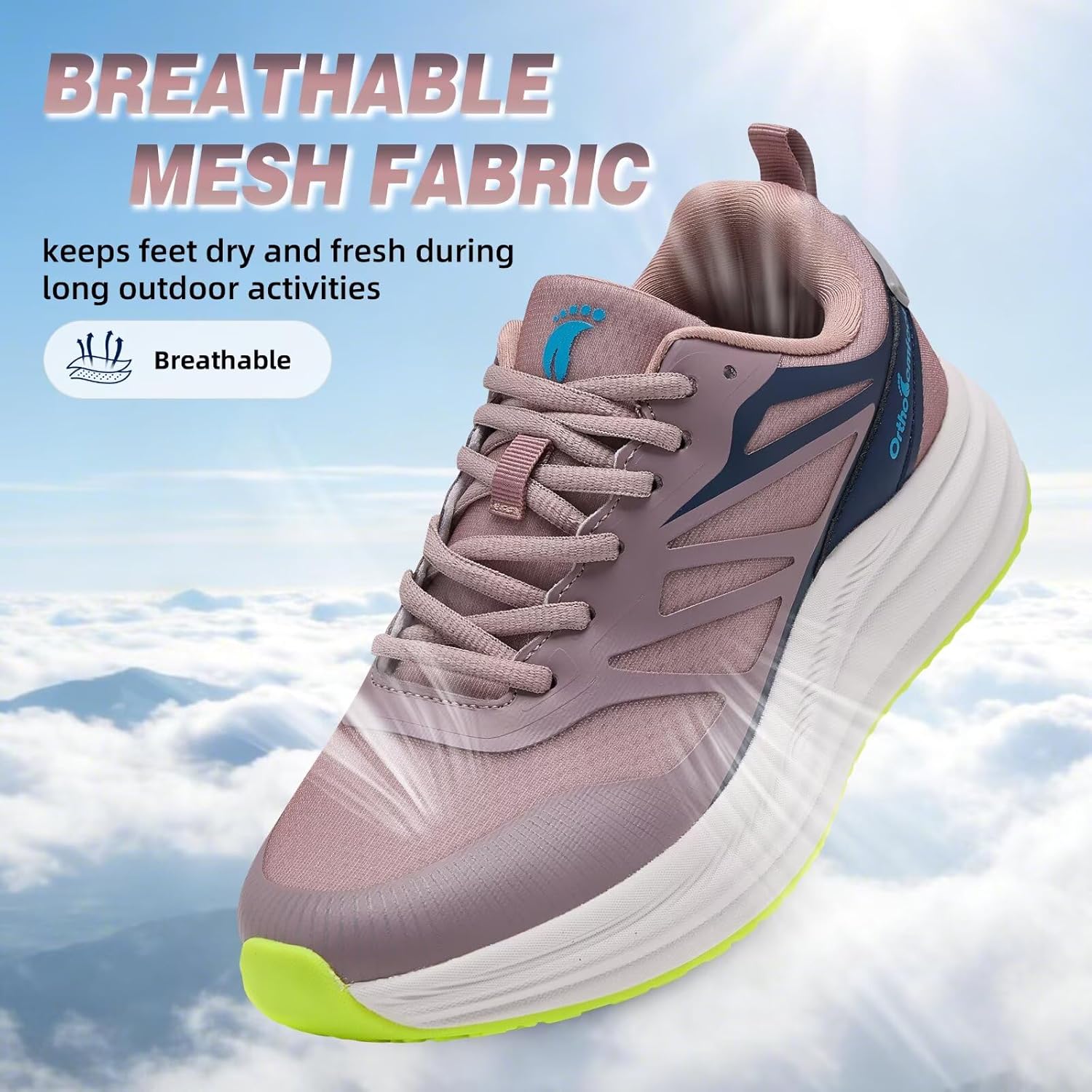 Women's Orthopedic Road Running Shoes: Comfortable Arch Supports Plantar Fasciitis Orthotic Athletic Sneakers, Casual Supportive Flat Feet High Arch Walking Shoes for Foot Heel and Pain Relief