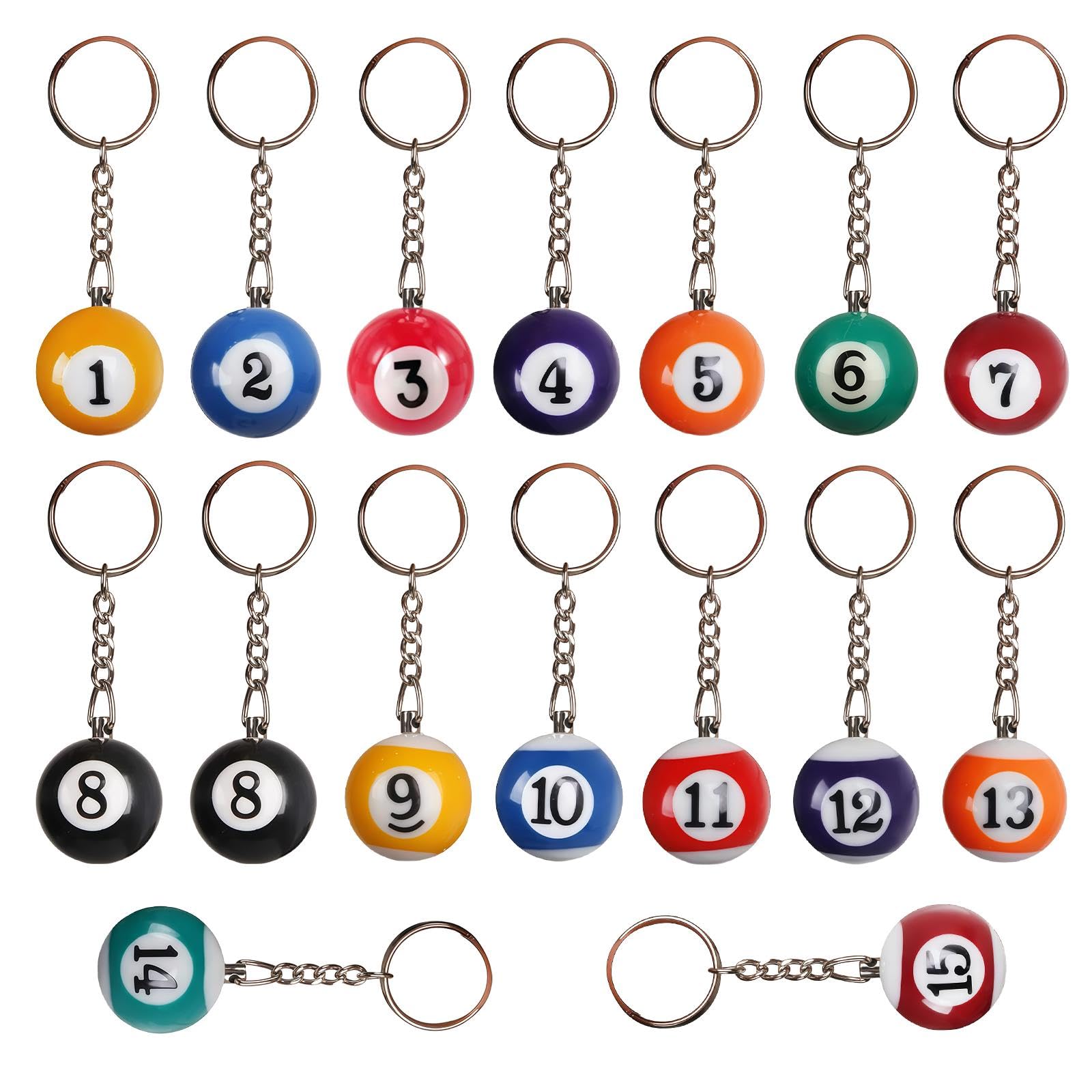 16 Pieces of Billiards Keychain, Billiards Element Accessories, Creative Keychain, Gift Keychain, Fashionable Keychain