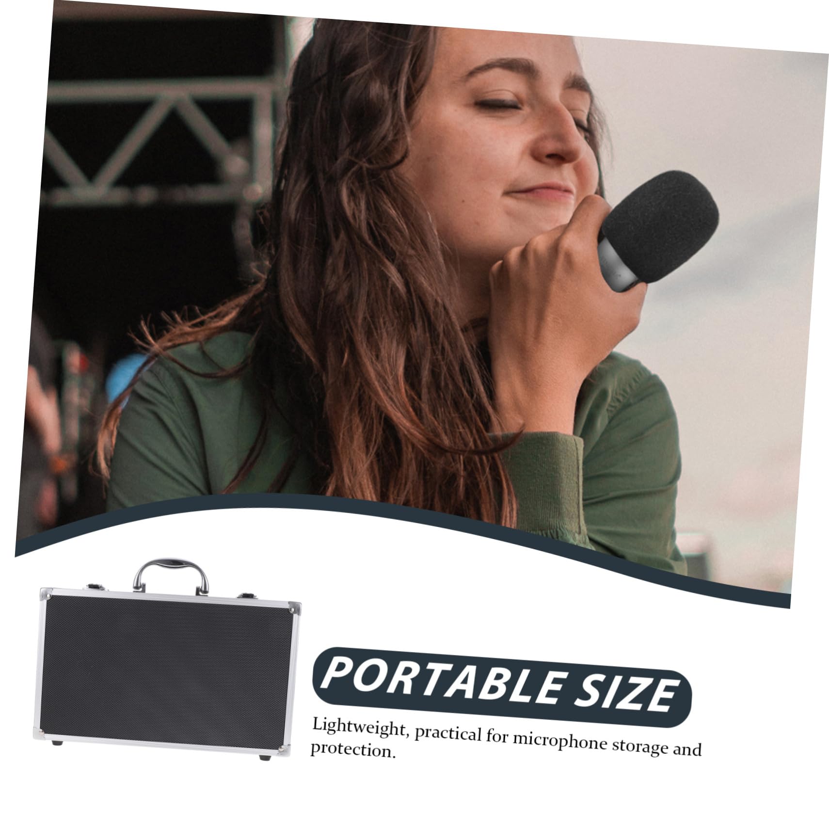 Yardwe Valigia Porta Microfono Rigida Struttura in Alluminio, Custodia Protettiva Nera Per 2 Microfoni Wireless, Valigetta Resistente Per Karaoke e Sale Registrazione