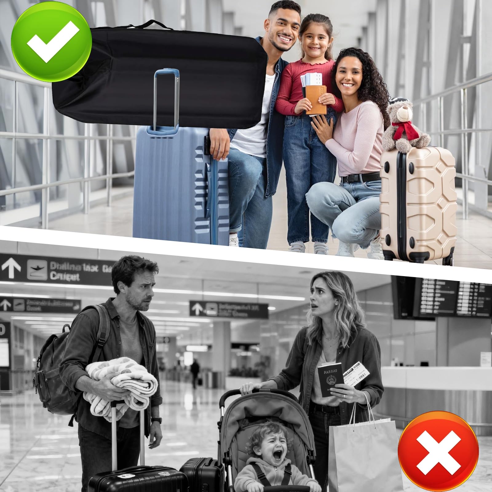 Bolsa de cochecito universal de viaje, bolsa de cochecito impermeable y resistente a los desgarros para la protección del cochecito