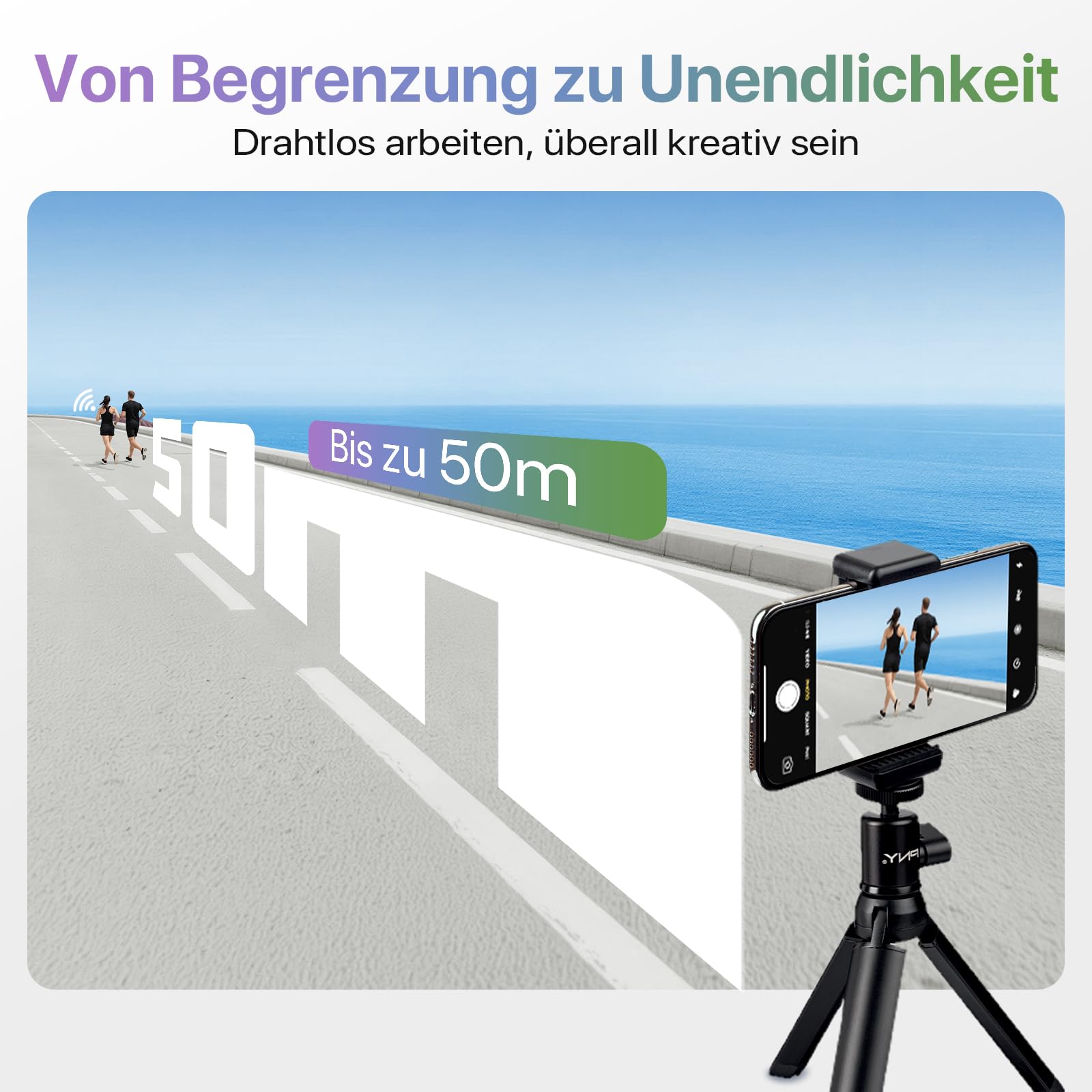 Moman Selfie Monitor Handy 3,97" für iPhone & Android, Handy Monitor Bildschirm Magnetisch für iPhone 17, Rückkamera Selfie Kabellos 50m für Vlog TikTok Live Stream - Schwarz