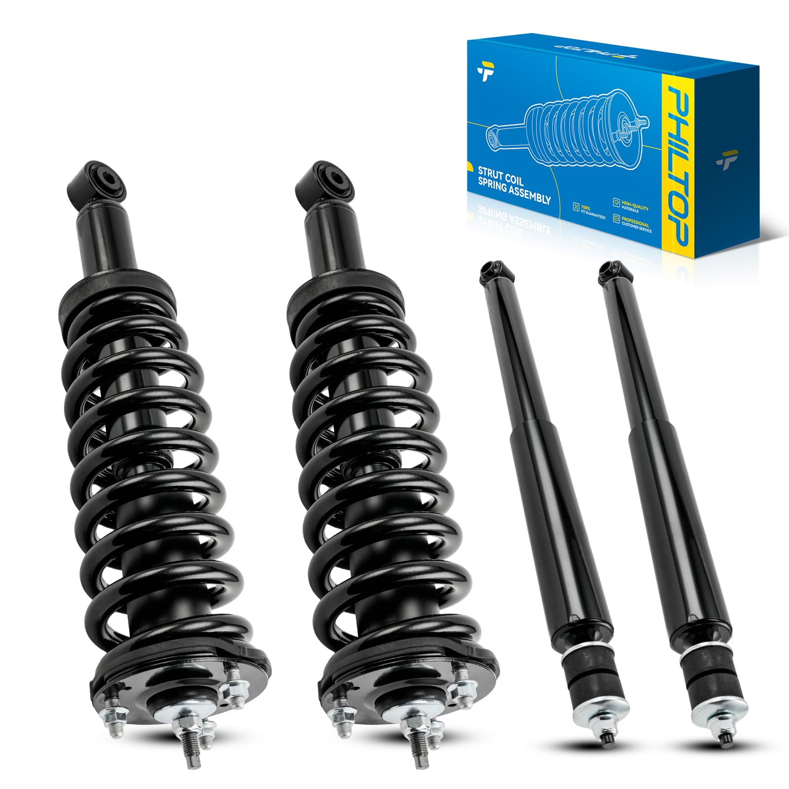 ‌PHILTOP Front Rear Struts for 2001-2007 Toyota Sequoia 171348L/171348R/37240 * 2 - Complete Shock Absorber &amp; Spring Assembly‌ Set of 4
