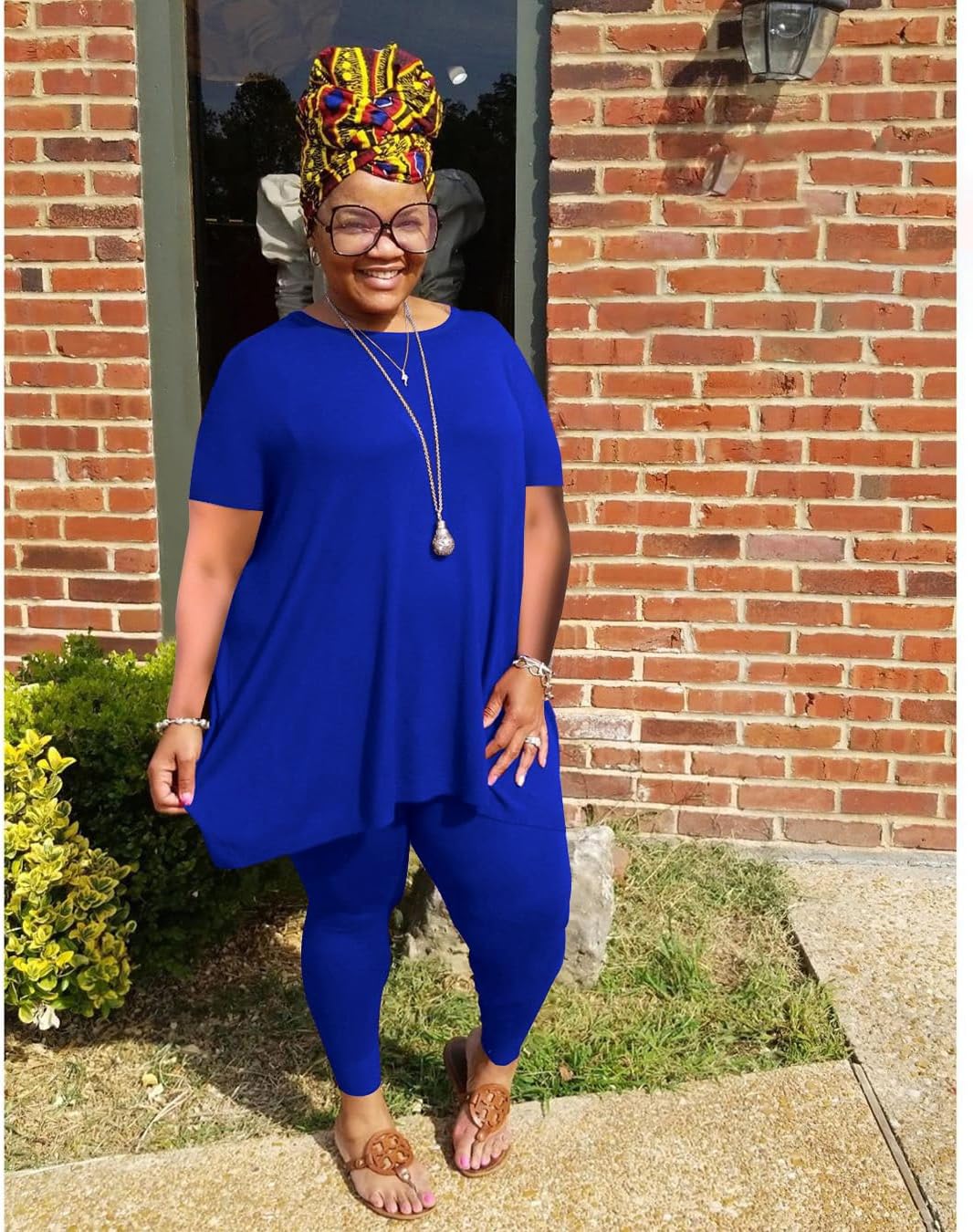 YeGine Women Plus Size 2 Piece Outfits Short Sleeve Top and Legging Pant Set Lounge Sets Tracksuit - Image 2