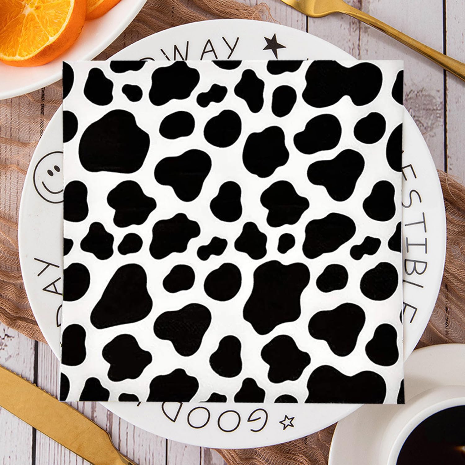 40 Fazzoletti Tema Mucca 33x33cm - Per Feste E Decorazioni A Tema Giungla