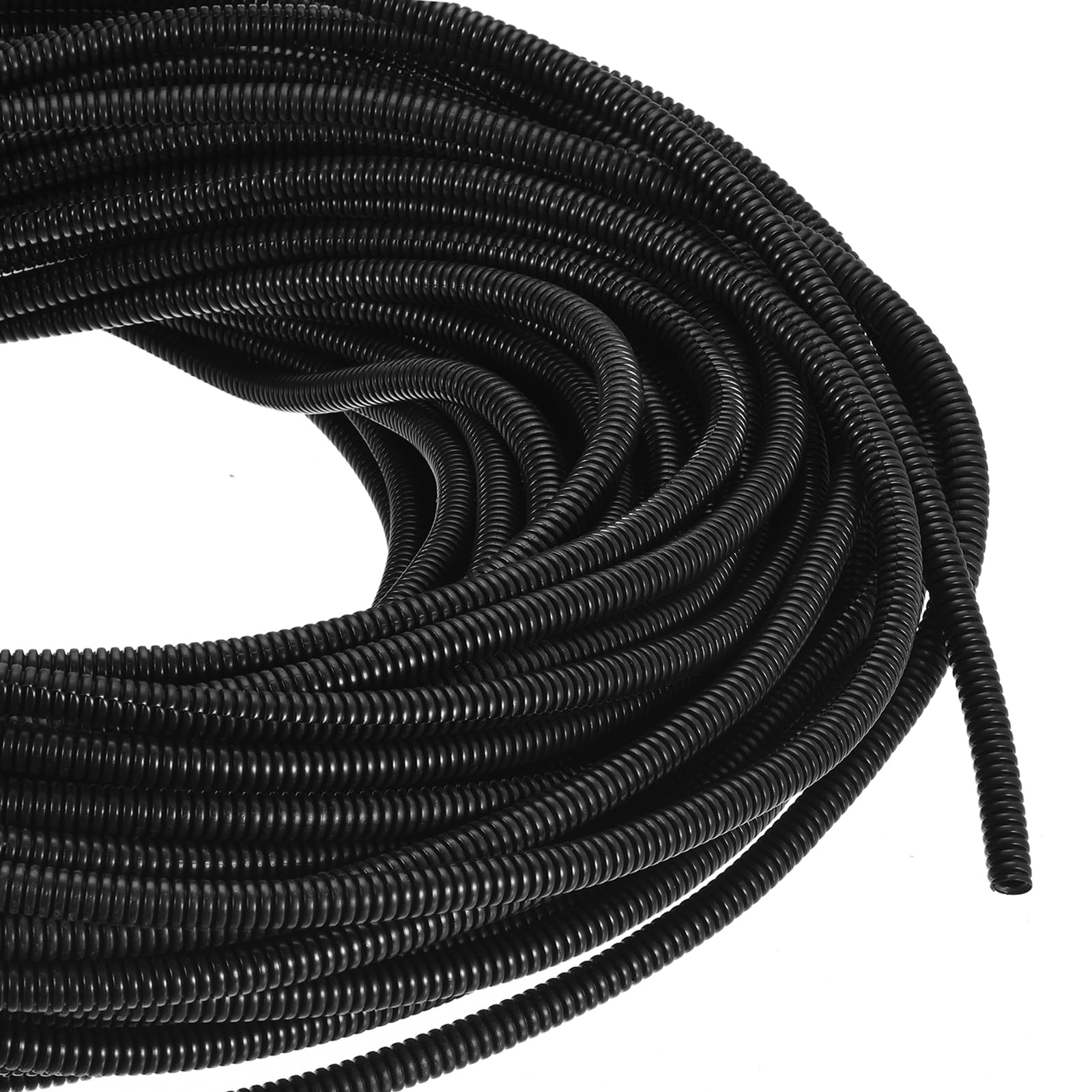 DMiotech 61m Wire Loom Split Tubing 6.5mm, Cord Protectors from Pet Flexible Conduit Cable Management for Office, Home, Garden, Black