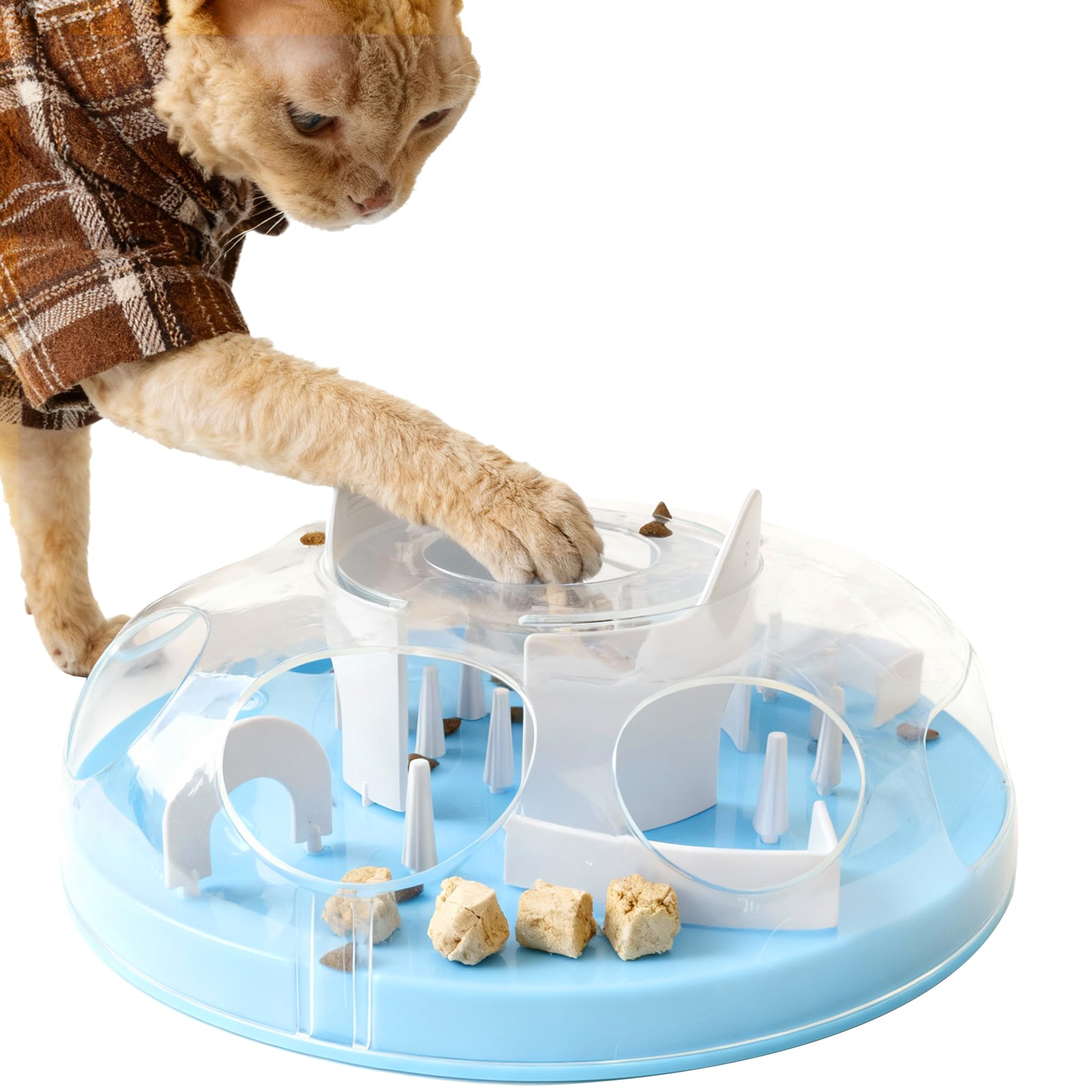Pet Prime Cat Puzzle Feeder Interactive Enrichment Toys for Indoor Cats Slow Feeder Food Treat Puzzle Cat Stimulation Toys Blue