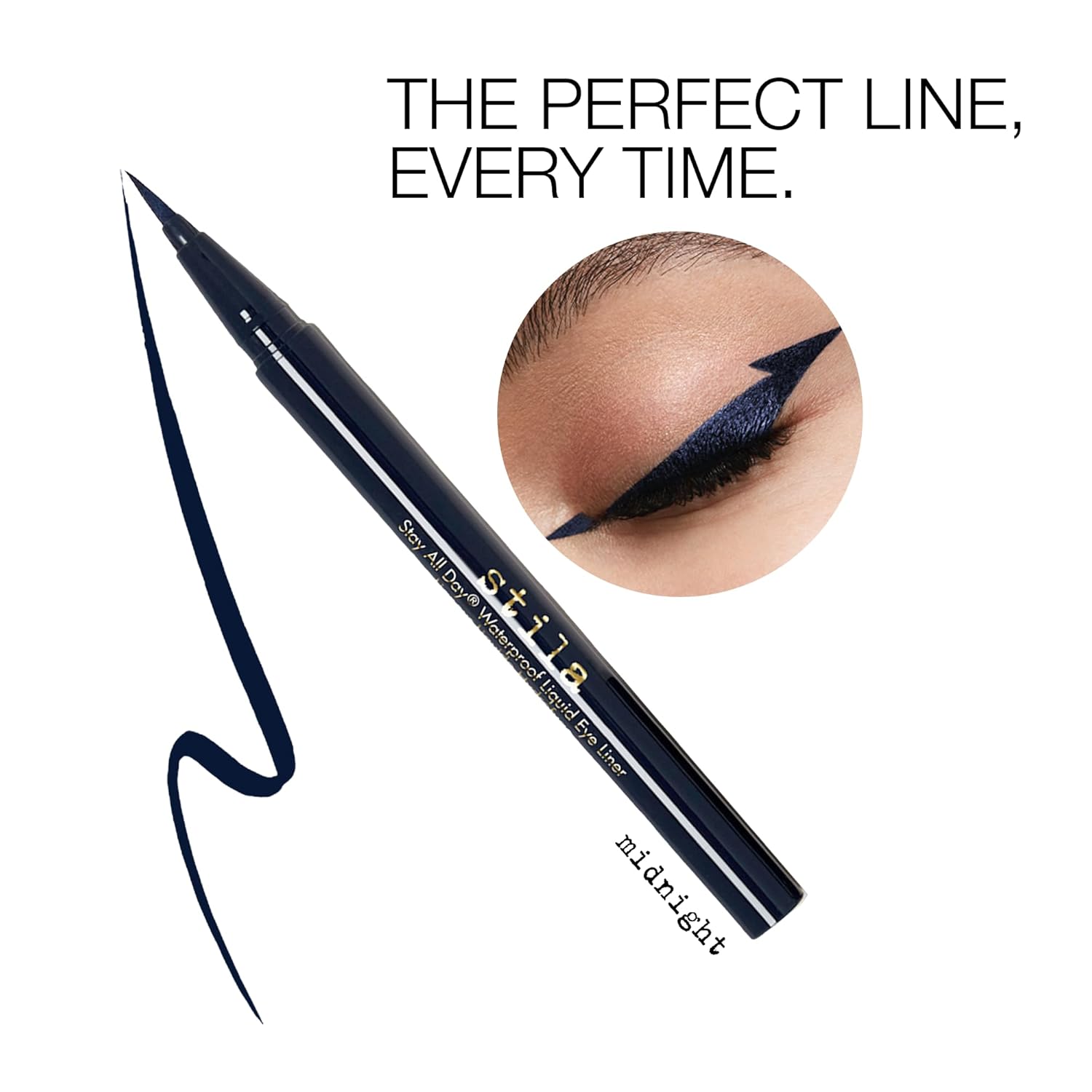stila Waterproof Liquid Eye Liner, Stay All Day Makeup with Fine Brush Tip Lasting Satin Finish, Smudge-Proof & Transfer-Resistant - Image 2