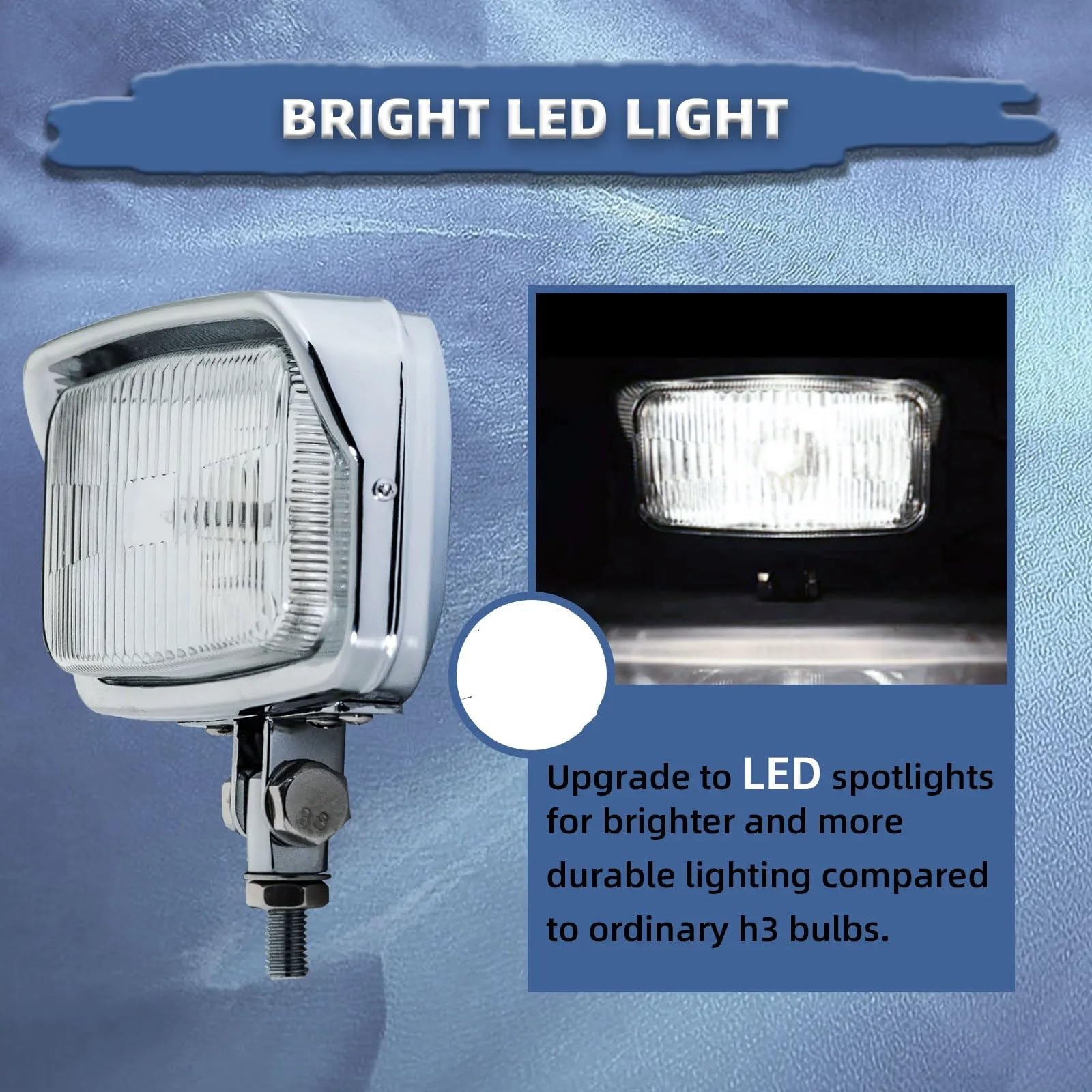 MESKEL Fari Anteriori Moto per Dixie Universale 6v 45W Moto Chrome Faro di Montaggio Lampada Rettangolare 39-2-1-06 | Chrome LED