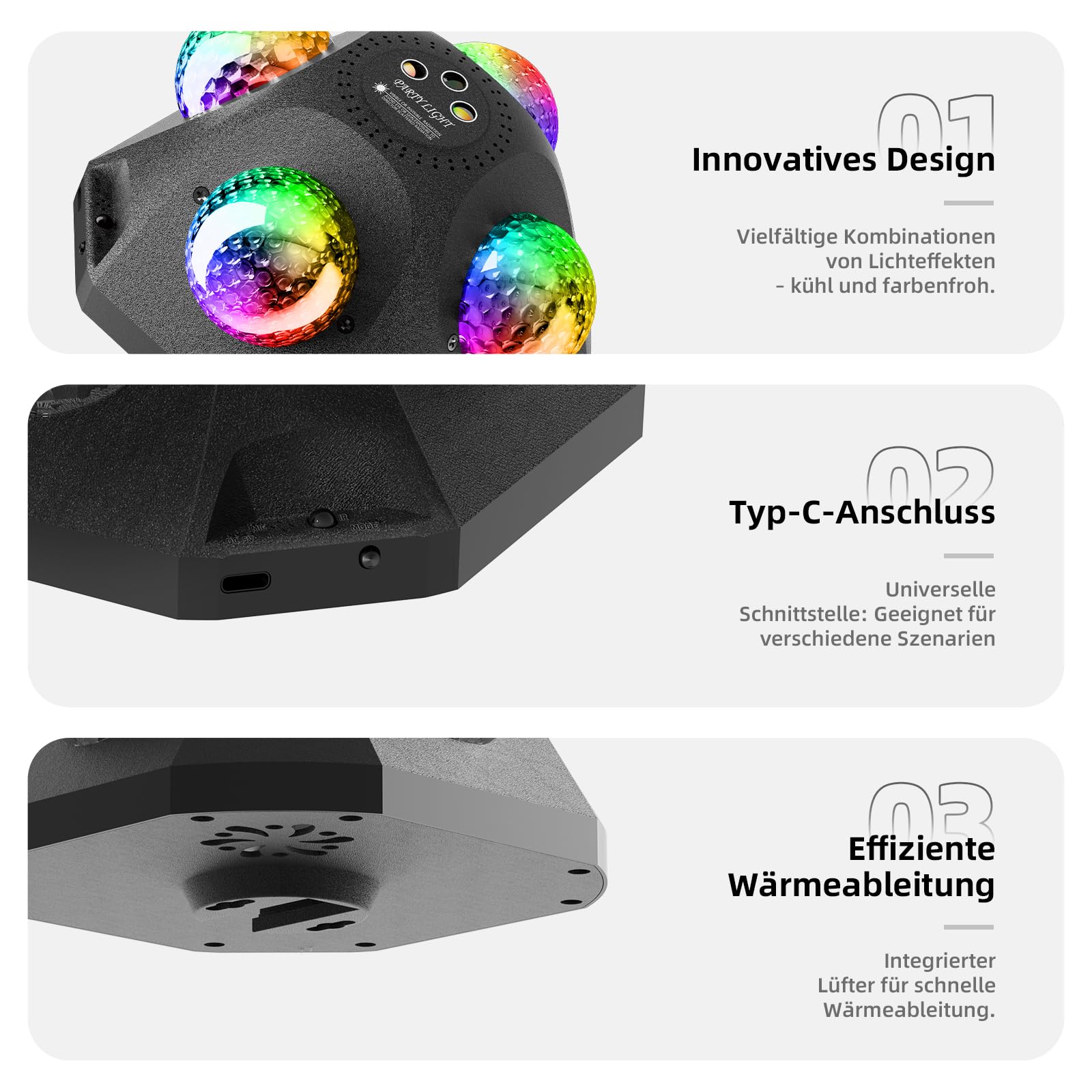 Estas bolas de luz de discoteca están hechas de material ABS resistente a altas temperaturas que proporcionan una iluminación duradera y son ideales para crear ambiente y ambiente.