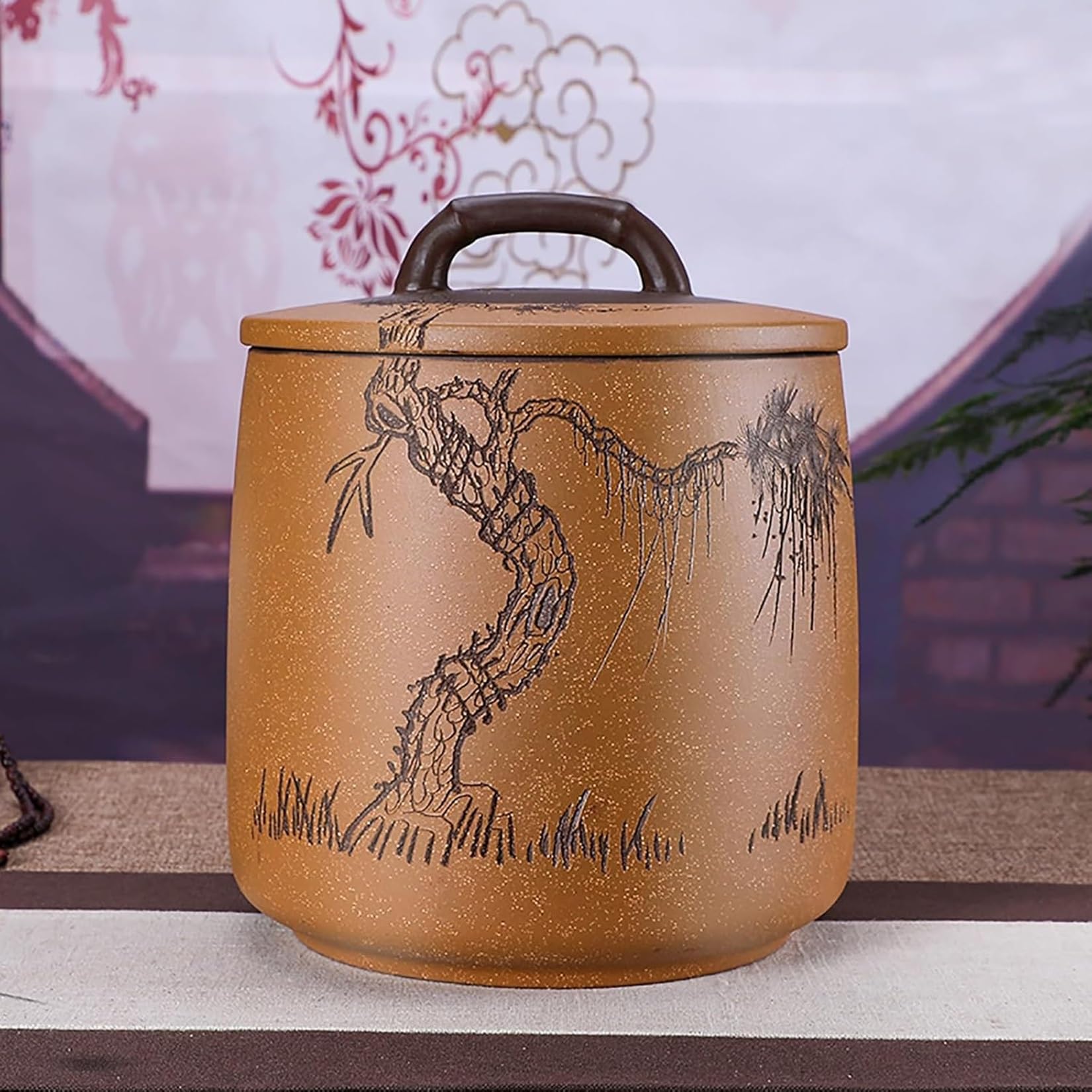 Pojemnik Na Ryż Ceramiczny Chiński Styl Ręcznie Malowany śliwka Orchidea Bambus Dozownik Zboża Hermetyczny & Kuchnia Organizer Retro(B)