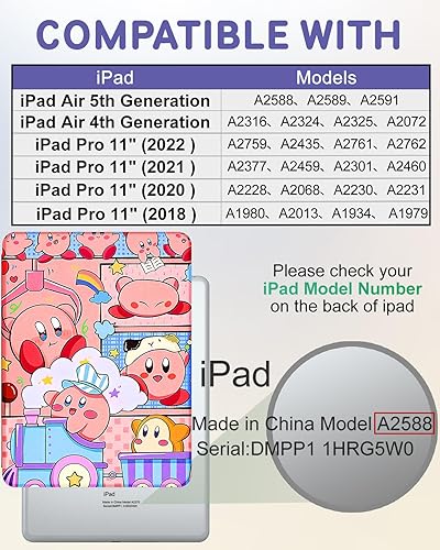 Miniatura 2 de Trendy Fan Funda para iPad Air de 54 generación de 10.9 pulgadas, para iPad Pro de 11 pulgadas, linda funda de dibujos animados para niñas, niños,