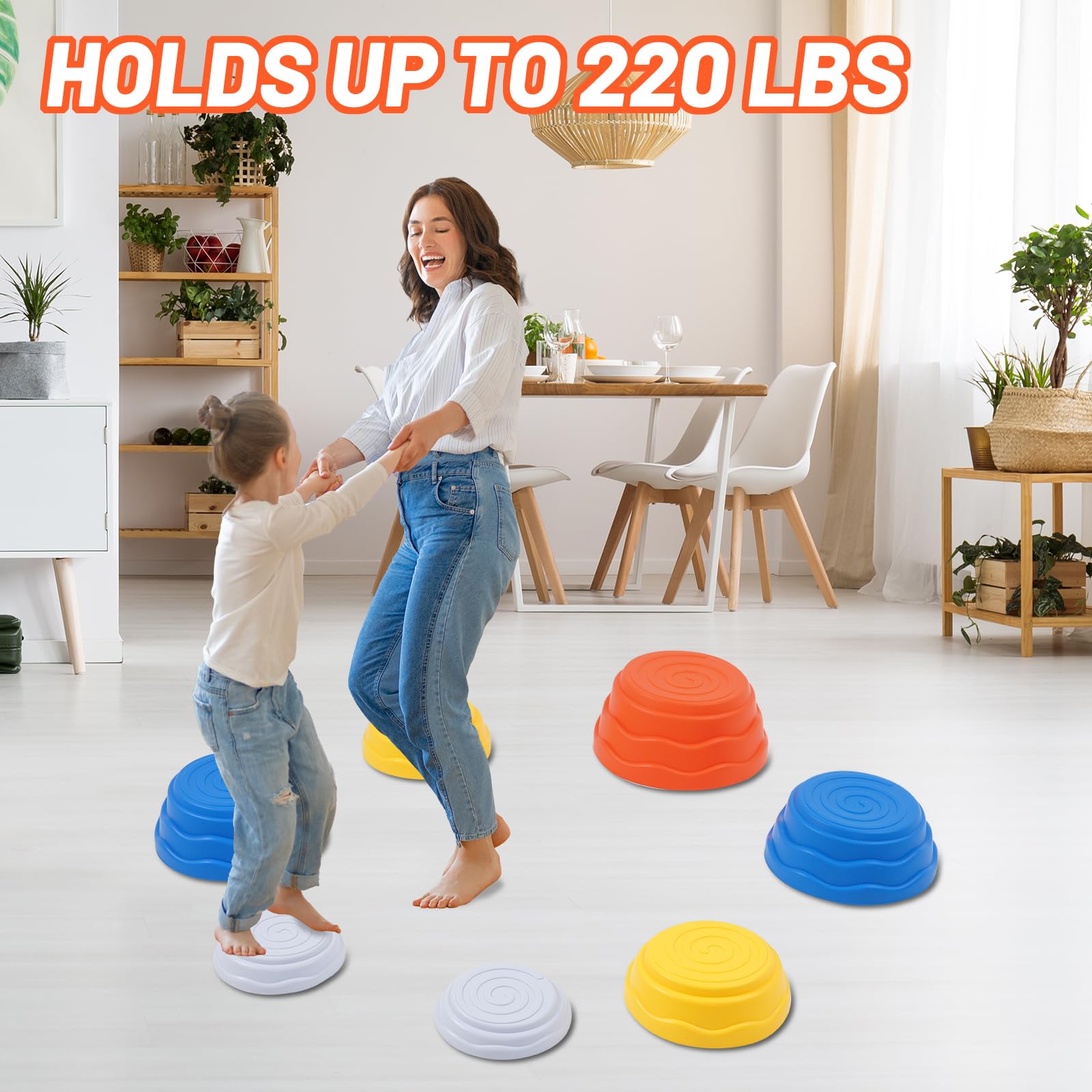 Piedras Equilibrio Niños Juego de 7 Piezas,Piedras Apilables Antideslizante,Que Fomentan el Equilibrio y Habilidades Motoras en Niños, Curso de Obstáculos,Equipo de Juego para Jnteriores y Exteriores
