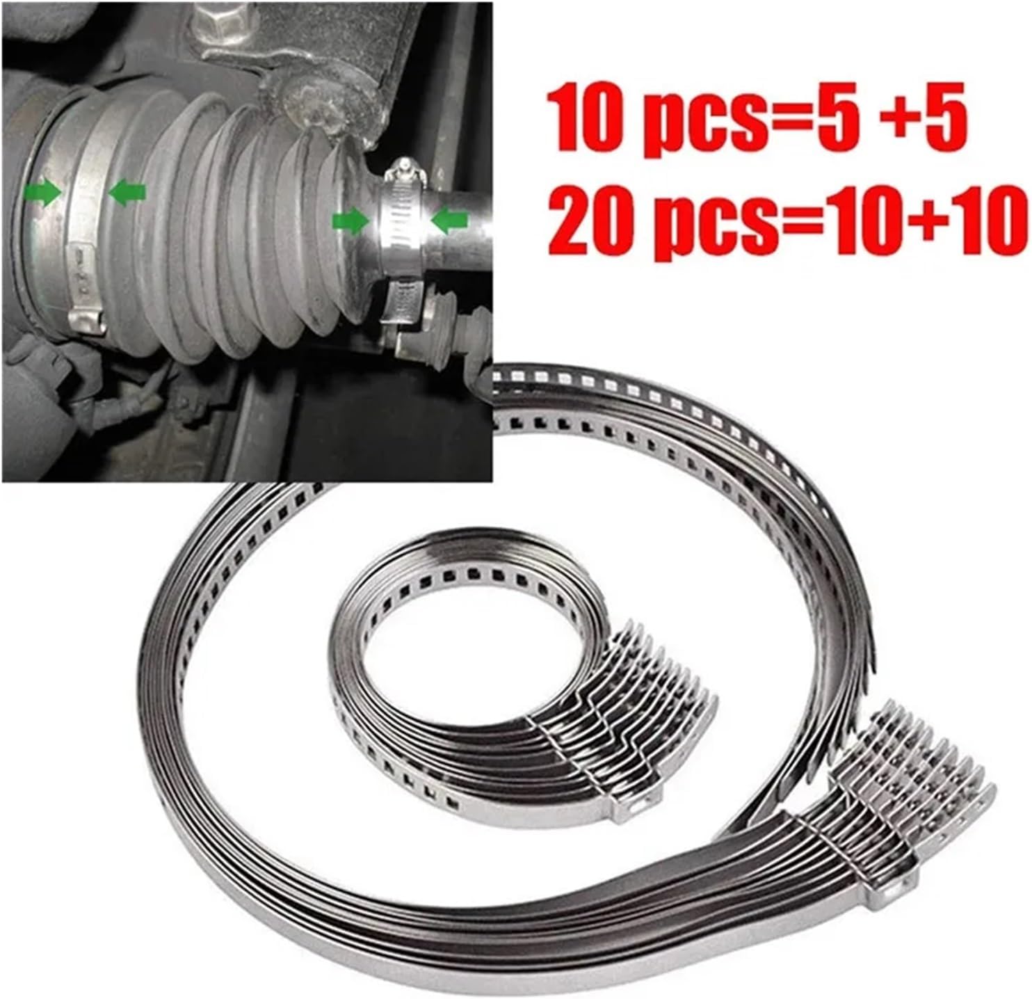 CV Boot clamp 10/20Pcs Universal Stainless Steel Axle CV Joint Crimp Clamp Kit Driveshaft CV Clamp 31-41mm 70-127mm Adjustable(20 pcs)