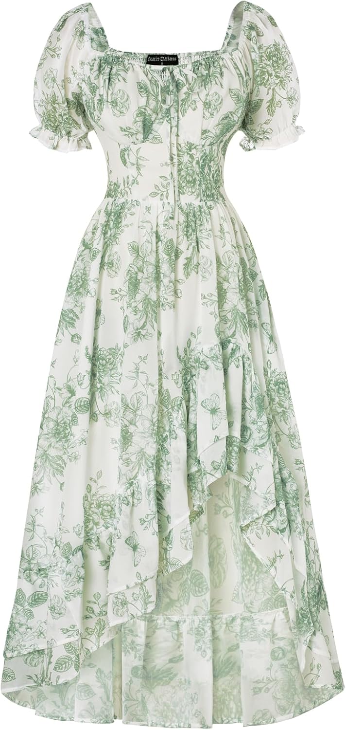 Scarlet Darkness Corset Dresses for Women Summer 2026 Floral Wedding Guest Chiffon Sundress