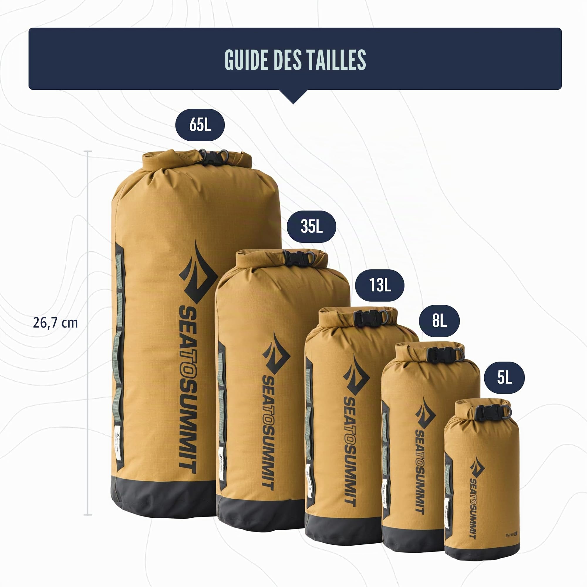Sea to Summit - Sac étanche Big River - Fermeture par Rouleau - Robuste - Poignées de préhension, Fixation et Anneau en D - Sports de pagaie