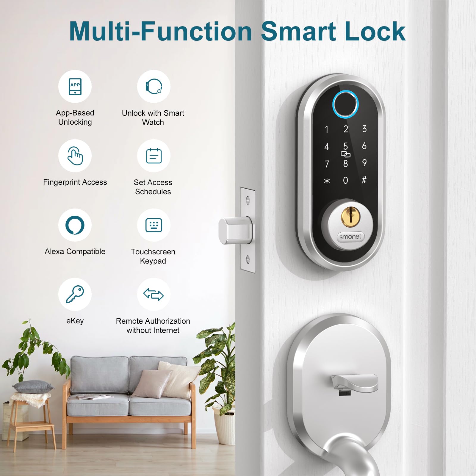Biometric Smart Deadbolt Smart Keyless Entry Door Lock - Fingerprint ...