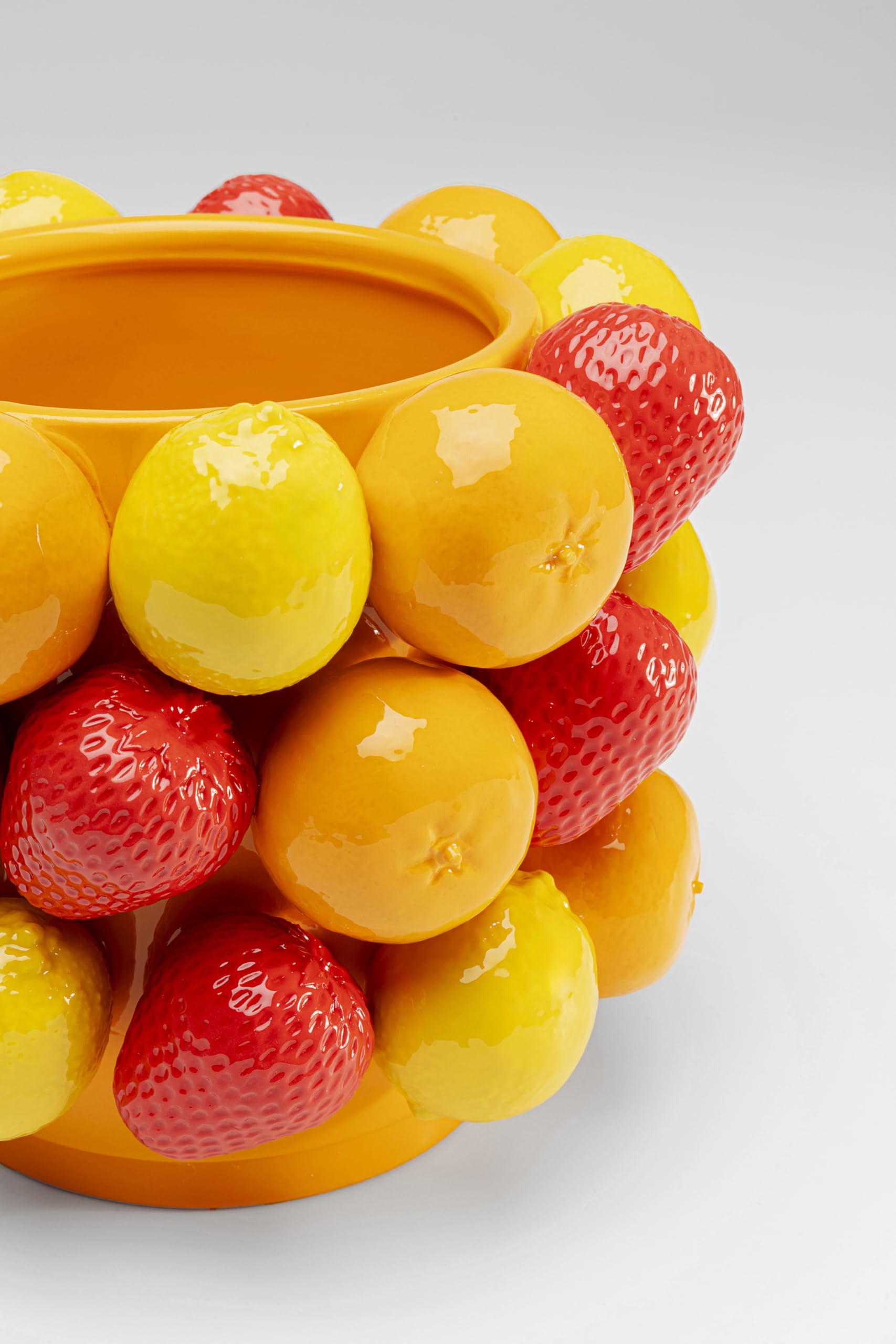 Kare Design Vaso Fruit Parade, giallo/rosso, altezza 20 cm, porcellana, vaso per fiori, vaso da tavolo, soggiorno