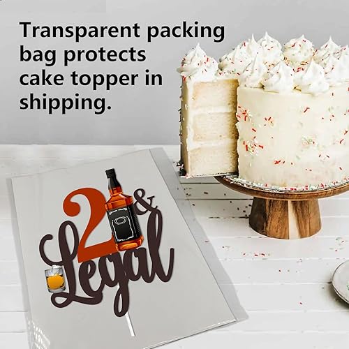 Miniatura 4 de Decoración de pastel con purpurina negra 21 legal para decoración de fiesta temática de animación al whisky, suministros de decoración de fiesta de