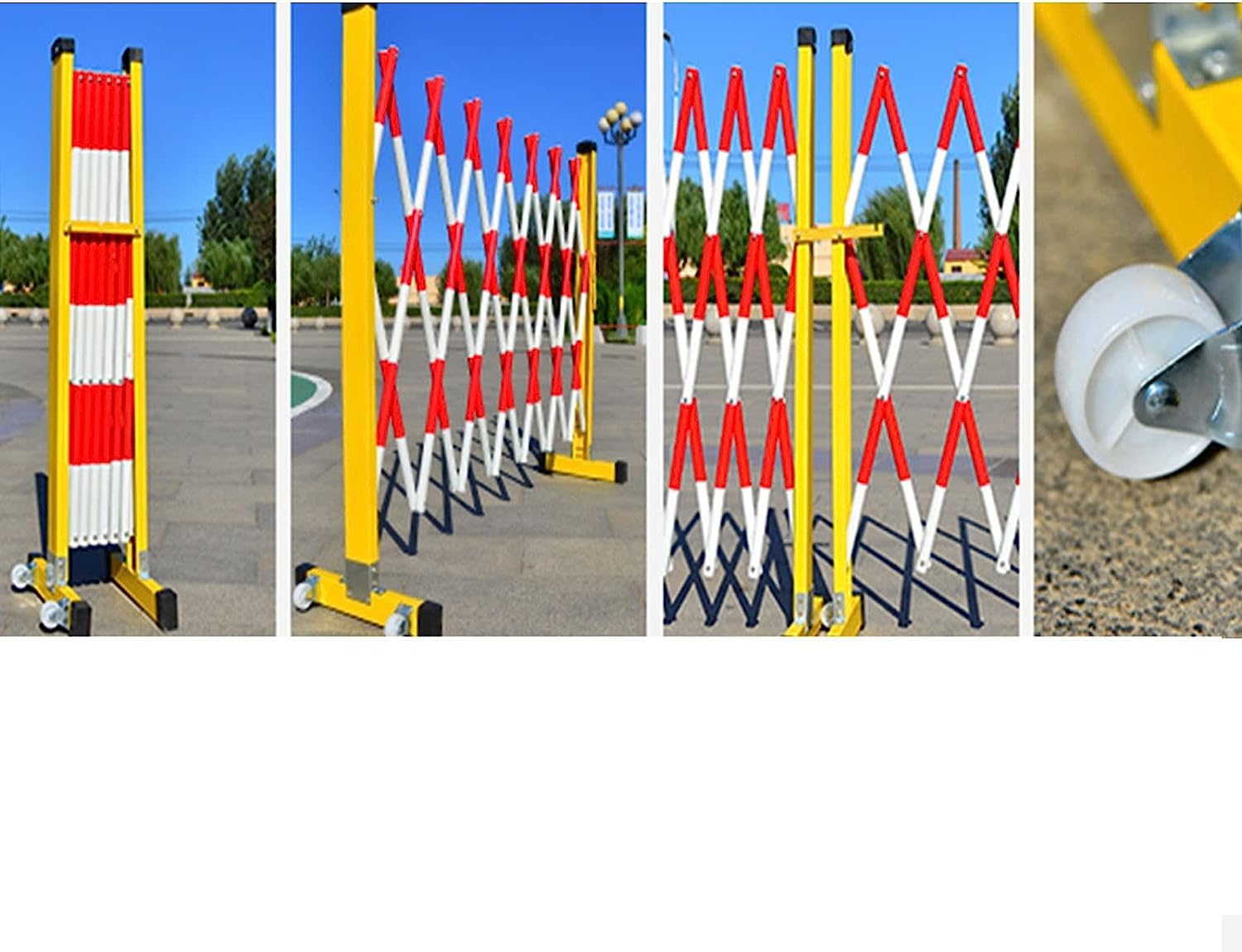 ININOSNP Barricata Mobile, barriera Stradale con Ruote Recinzione Stradale Tubolare telescopica isolata Mobile Controllo Flessibile della Folla(Yellow,1.2x2.5m)