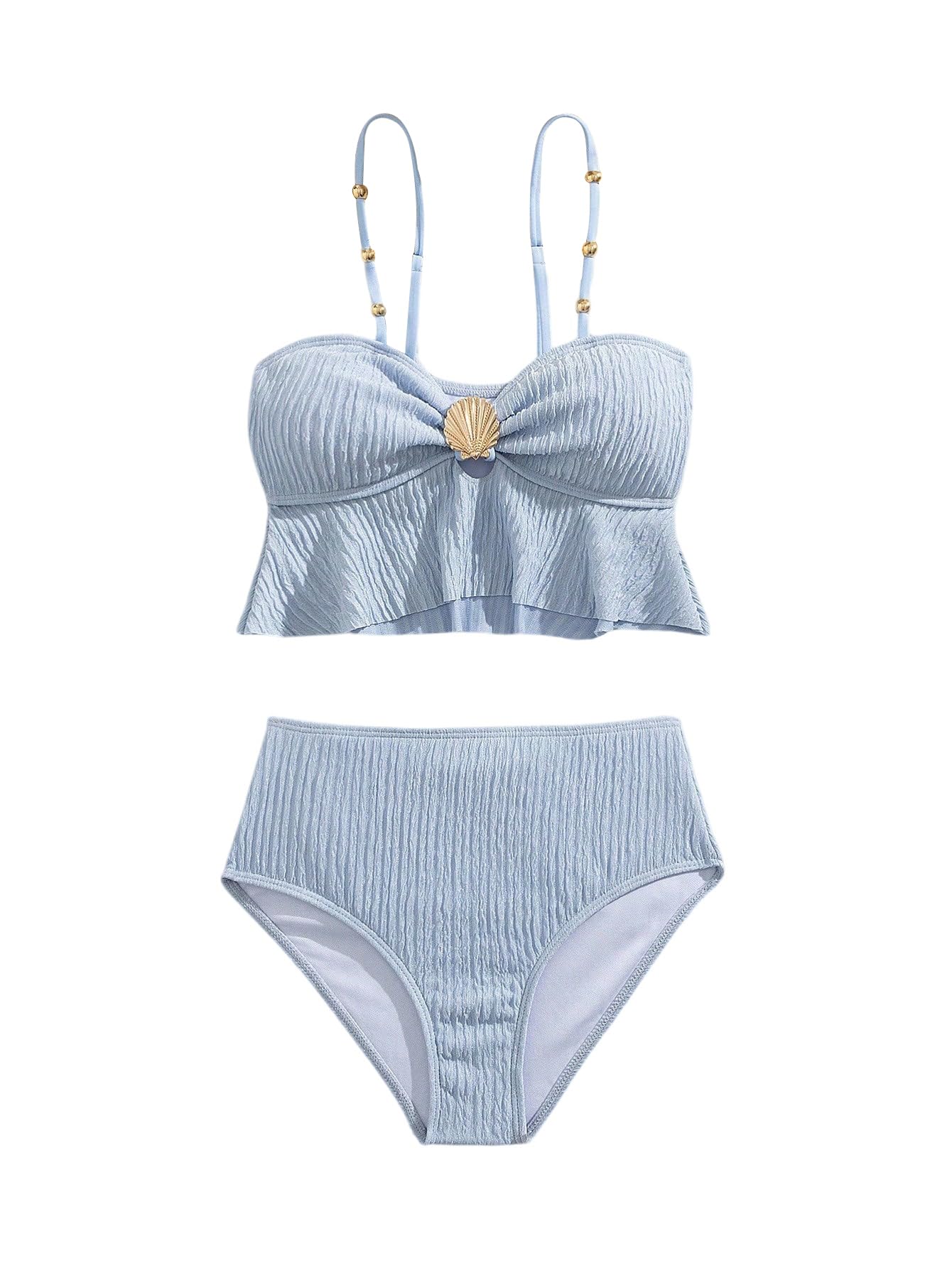 SweatyRocks Bikini dla nastolatek i dziewcząt, 122-152, dwuczęściowy kostium kąpielowy z dekoracją, moda plażowa, Cutecore dziewczęcy strój kąpielowy