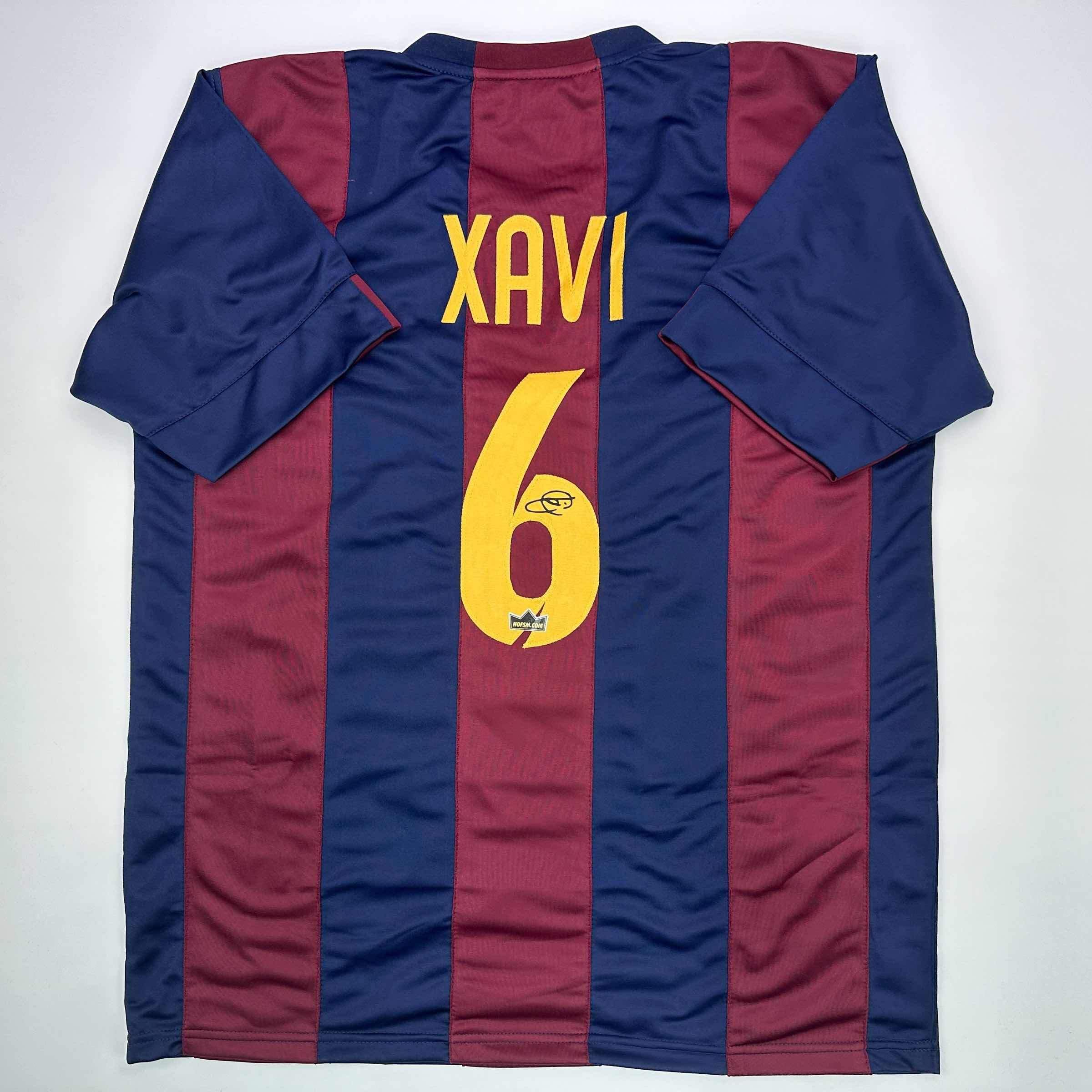 FC BarcelonaユニフォームXAVI正規品希少 Facsimile Autographed Xavi Hernandez FC Barcelona Blue/Red