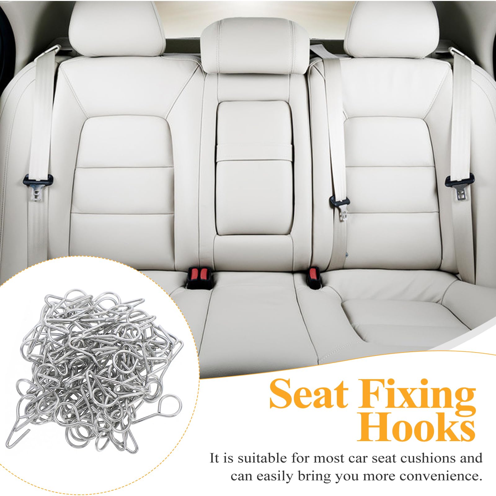 FAVOMOTO 100pcs S Hook Rings Car Interior Installation Seat Covers Hook - View #10