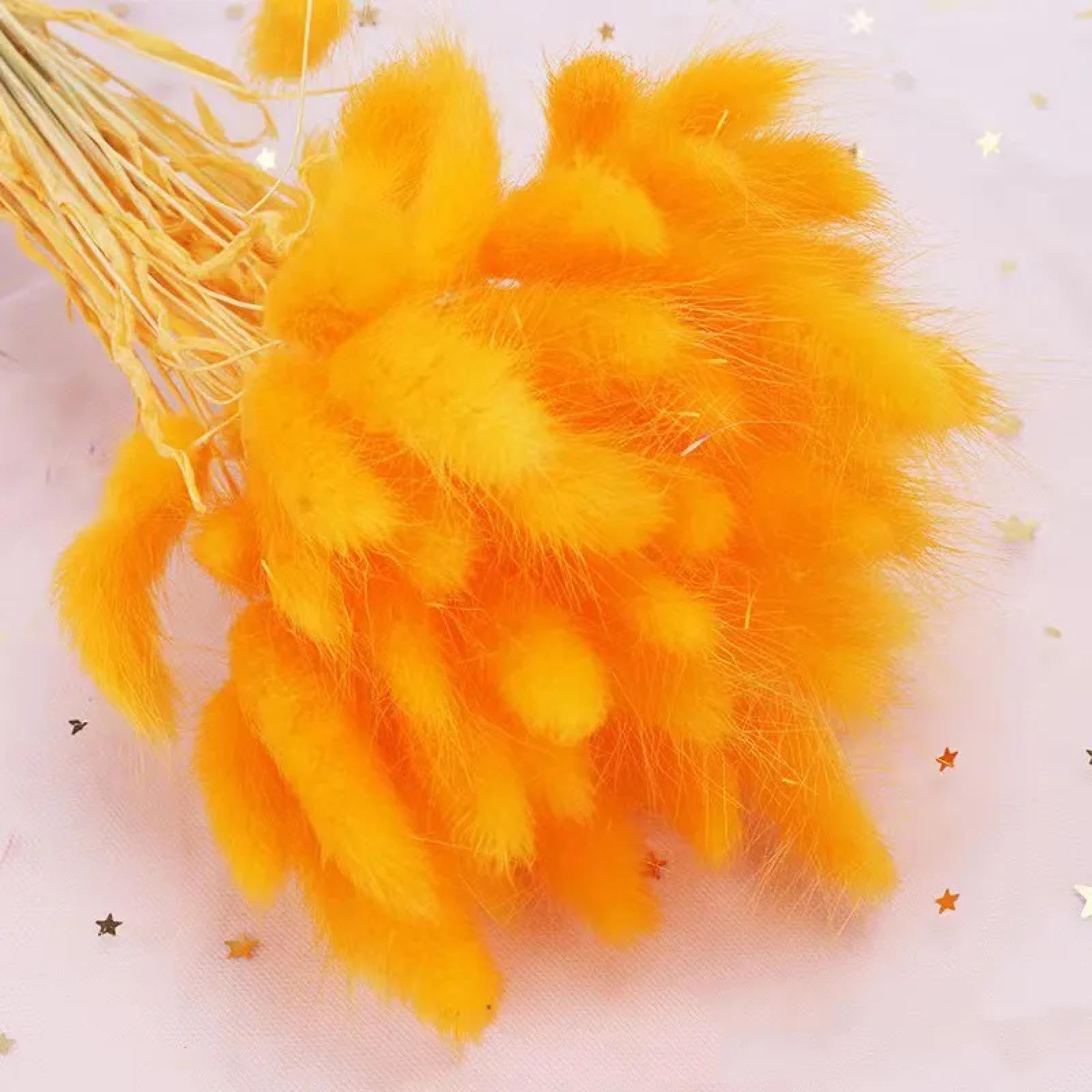 Flores secas de cola de conejo,120 piezas de 45 cm de hierba de pampa seca blanca, colas de conejo, flores secas para decoración de interiores, decoración bohemia de la boda del hogar, color naranja