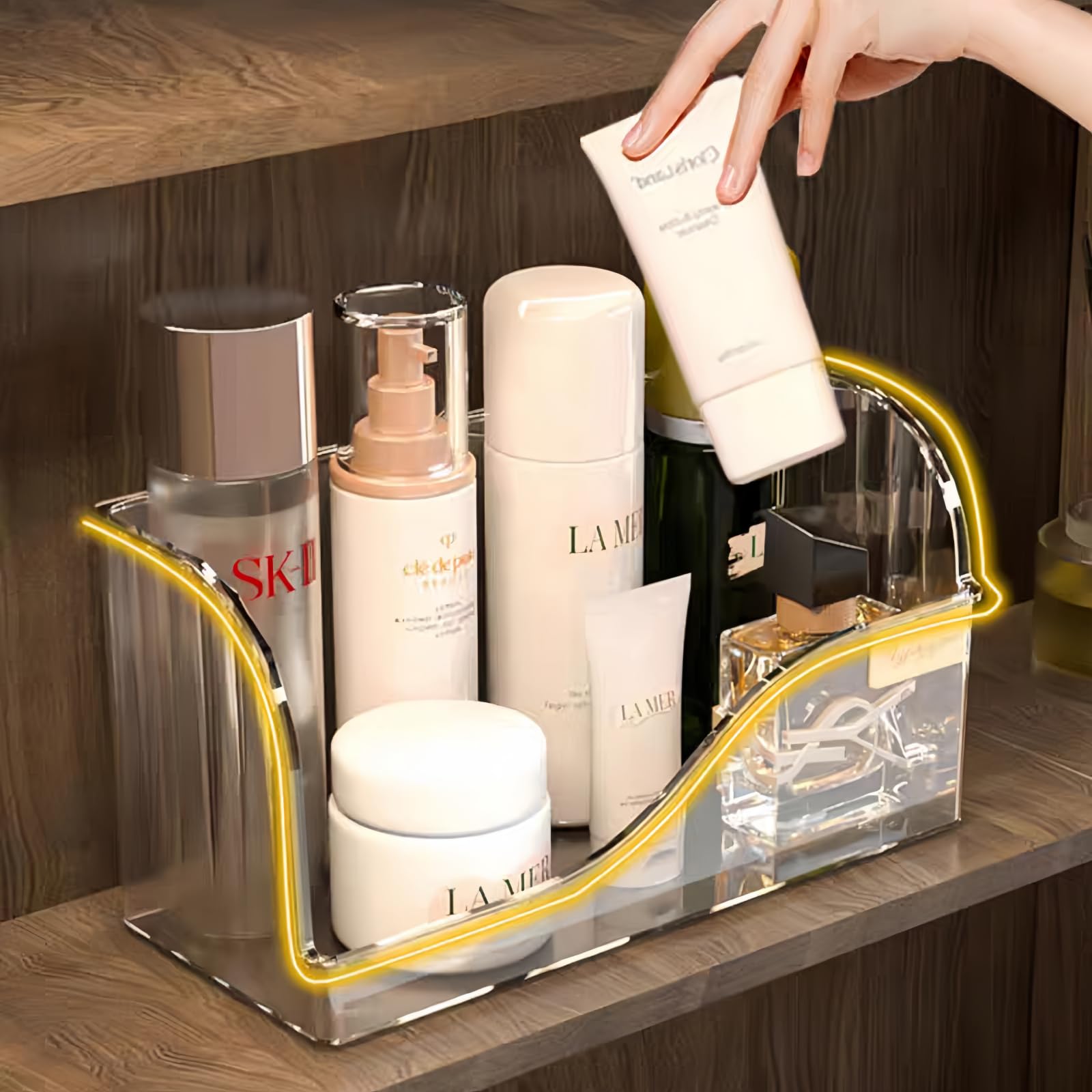 SLHEQING Makeup Organiser, Skincare Organiser with 4 Compartments, Multifunctional Makeup Brush Holder - Image 3