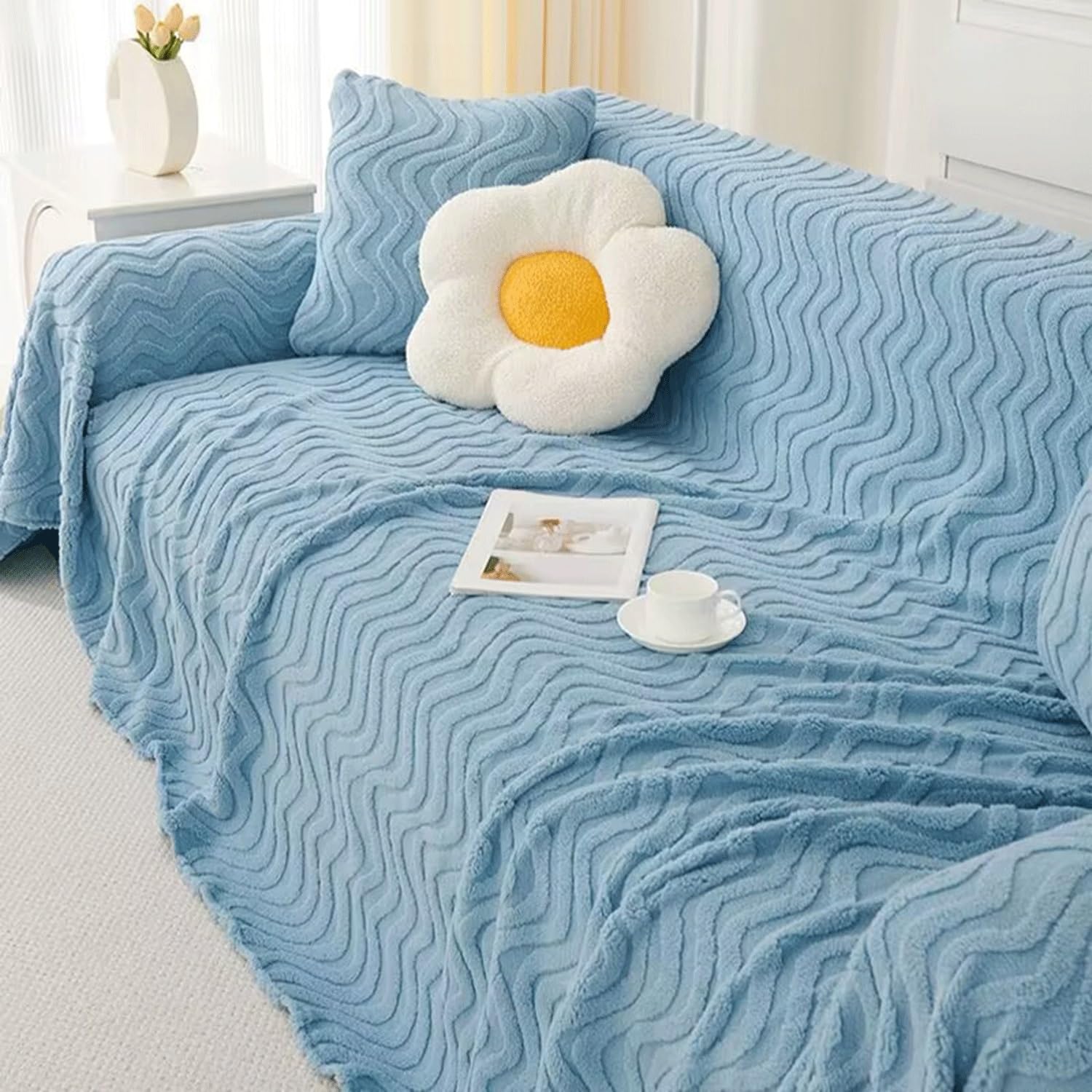 Velvet Sofa Slipcover Blanket Corner 3/4/5/2 Seater Blanket Throw Sofa Cover L Shape Couch Cover Thick Sofa Protector Anti-slip Corner Slipcovers Washable for Sectional Couch ( Color : #16 , Size : 18