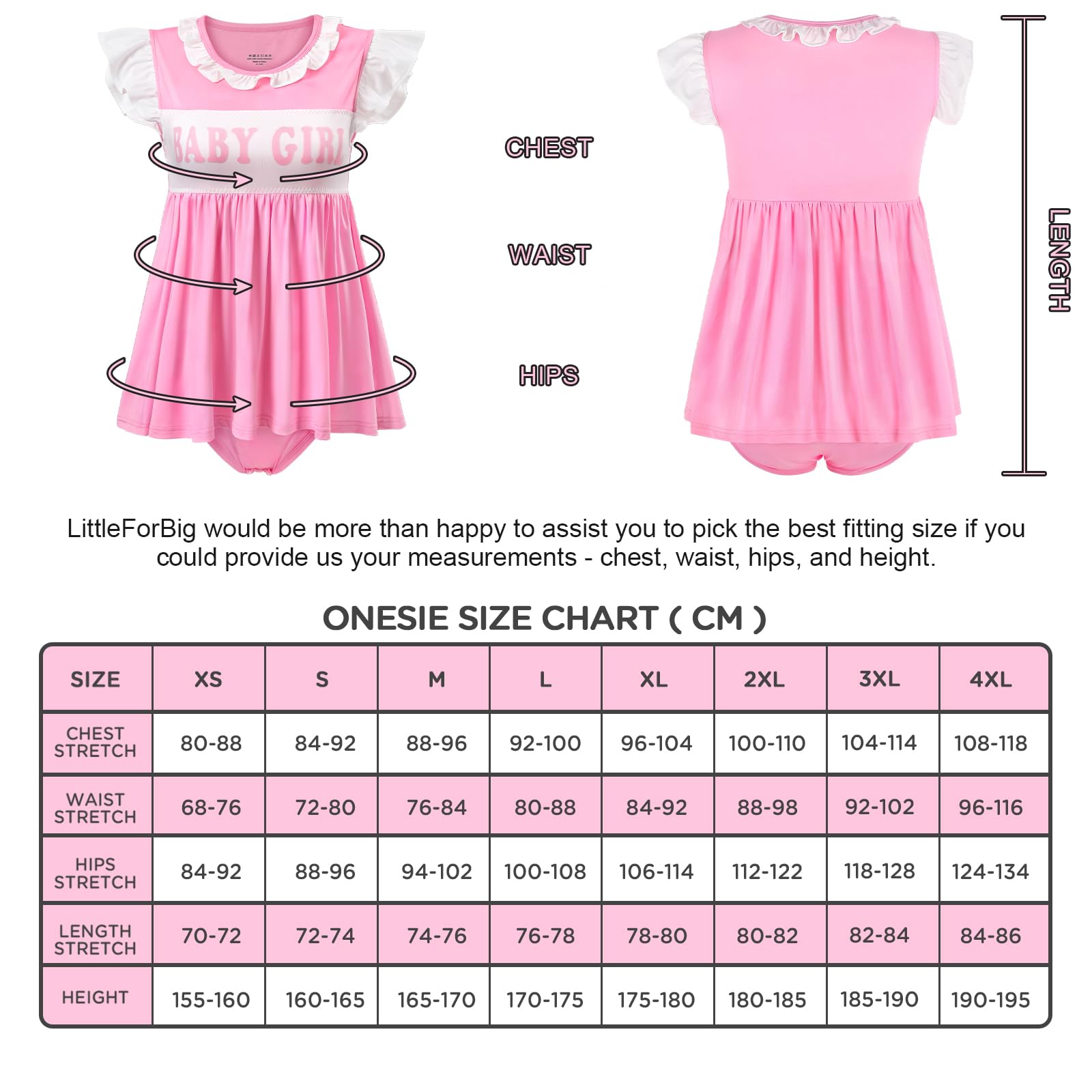 LittleForBig Jedwabiste śpioszki Kawaii Onesie Piżama Bodysuit - Baby Girl Babydoll śpioszki