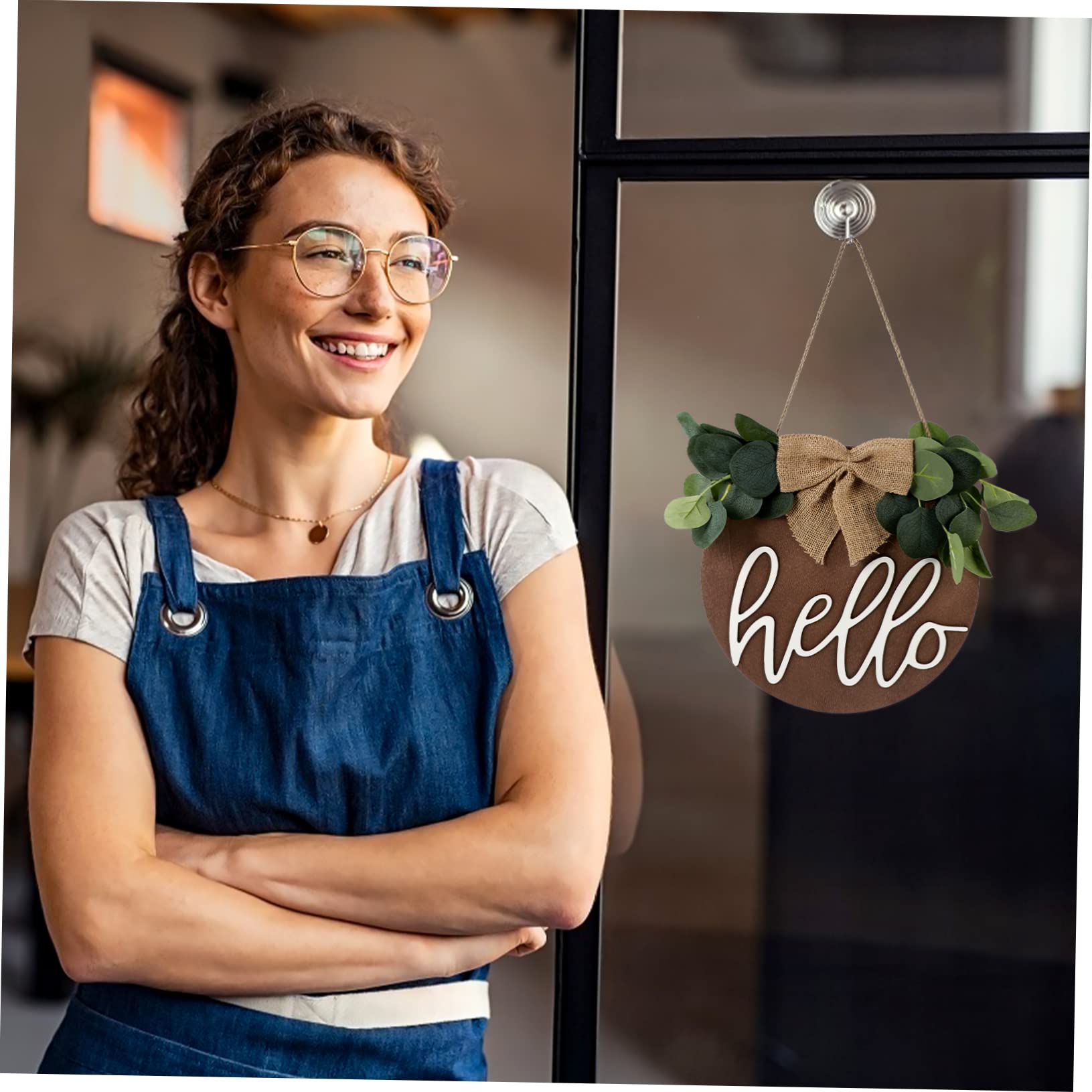 GOOHOCHY Round Pendant Wooden Door Tag Home Front Decor Unique Wooden Hanging Sign