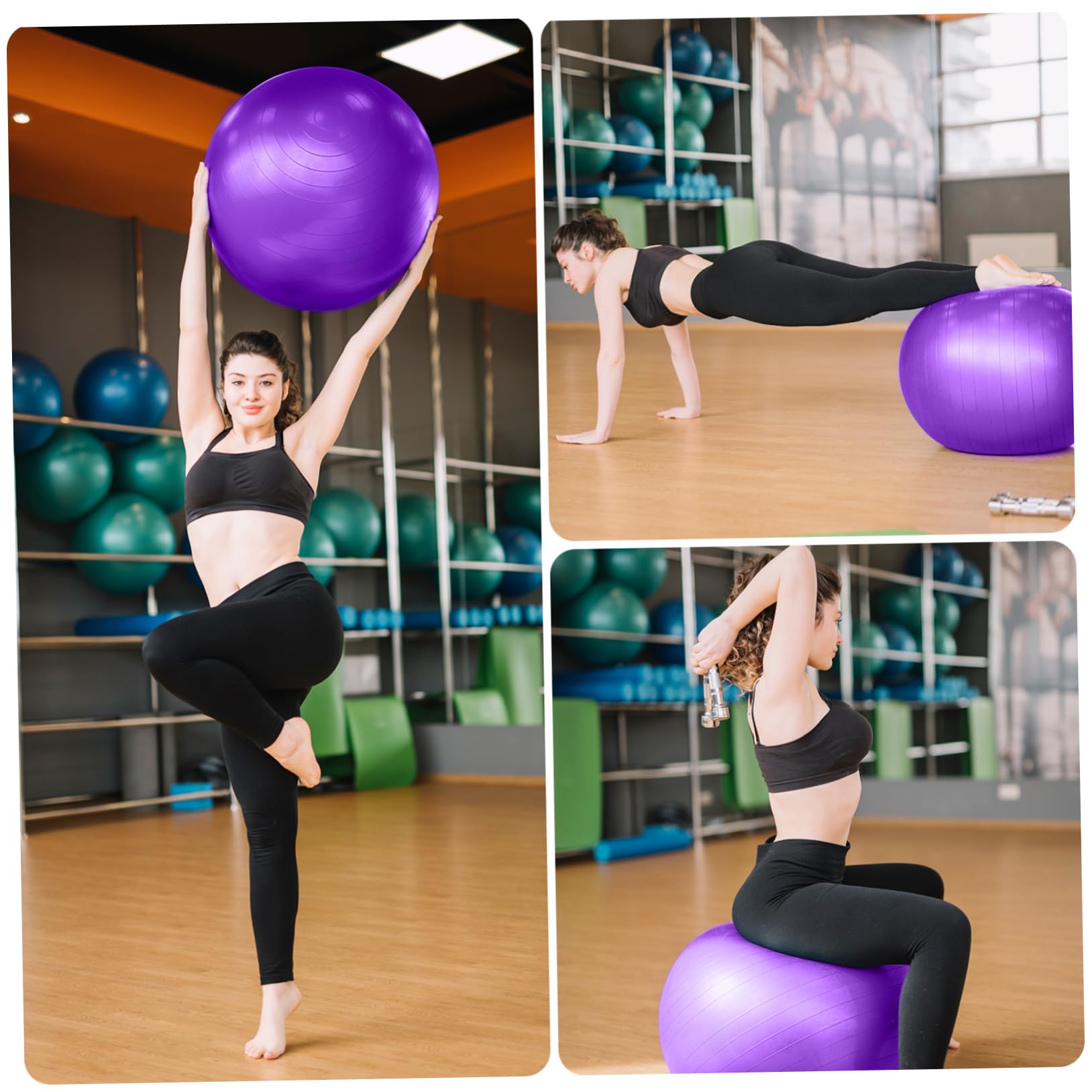 TOYANDONA Gymnastikball mit Pumpe, Aufblasbar, Dickwandig, PVC, Lila